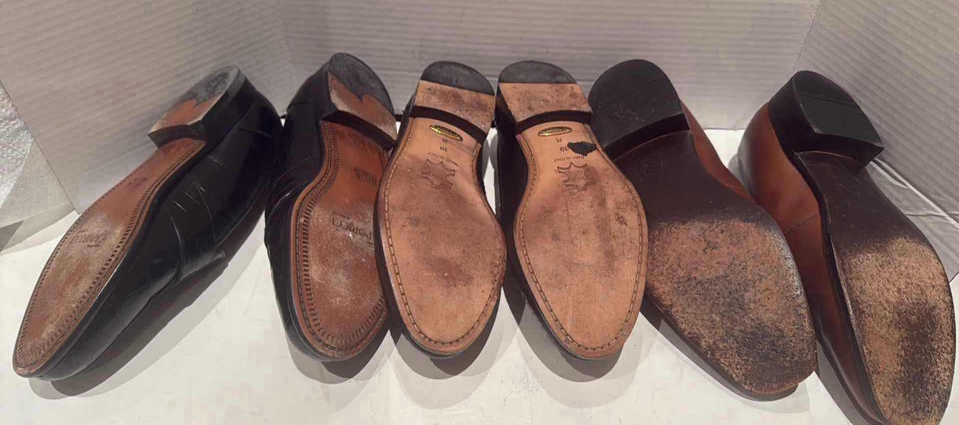 Photo 1 of 4-PAIRS MEN’S DESIGNER LEATHER LOAFER SHOES (SIZE 10-10.5)