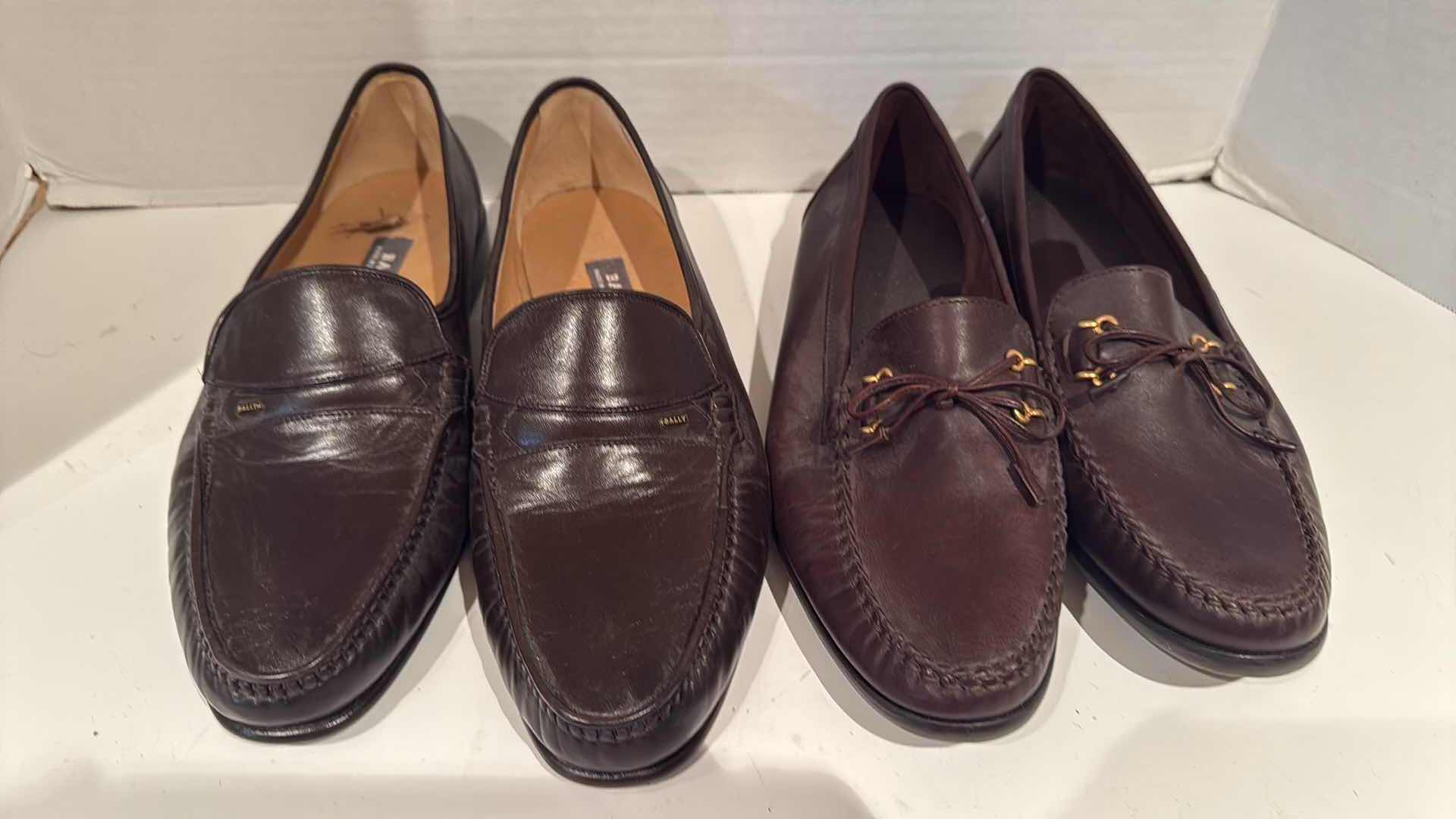 Photo 1 of 2-PAIRS MEN’S BALLY DESIGNER LOAFER SHOES (SIZE 10)