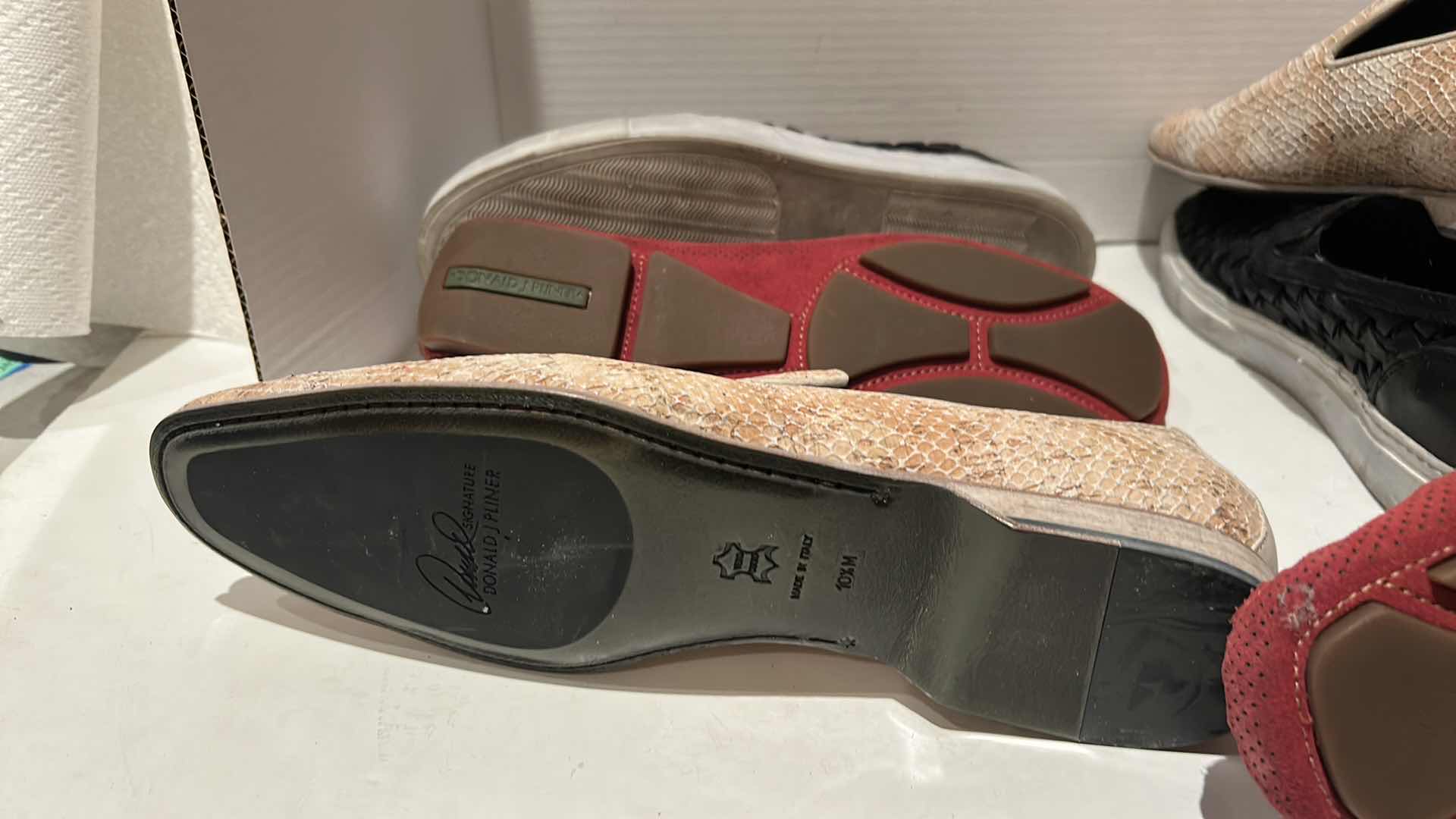 Photo 1 of 3 PAIRS DESIGNER DONALD J PUNER LOAFERS, SIZE 9.5 TO 10.5