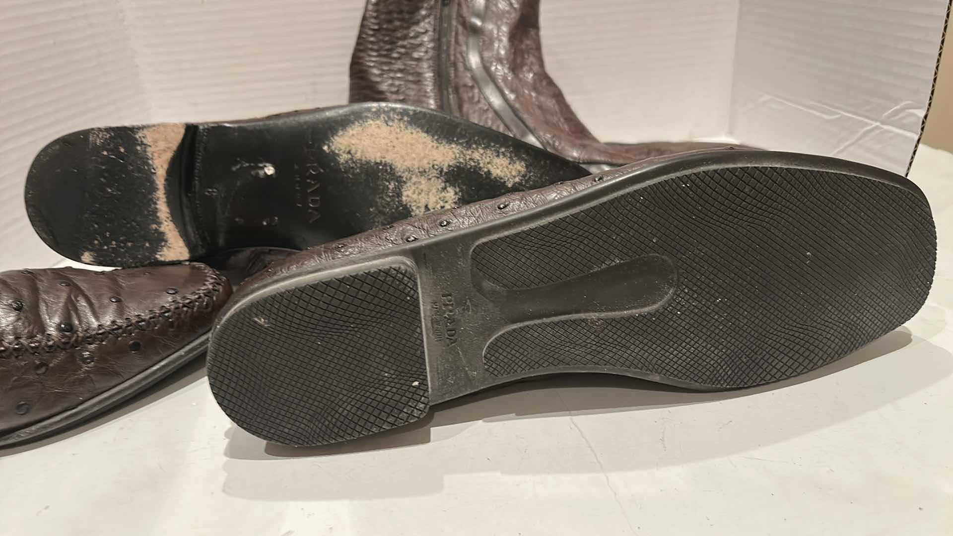 Photo 1 of 2 PAIRS- PRADA DESIGNER MEN'S SHOES, SIZE 8-9