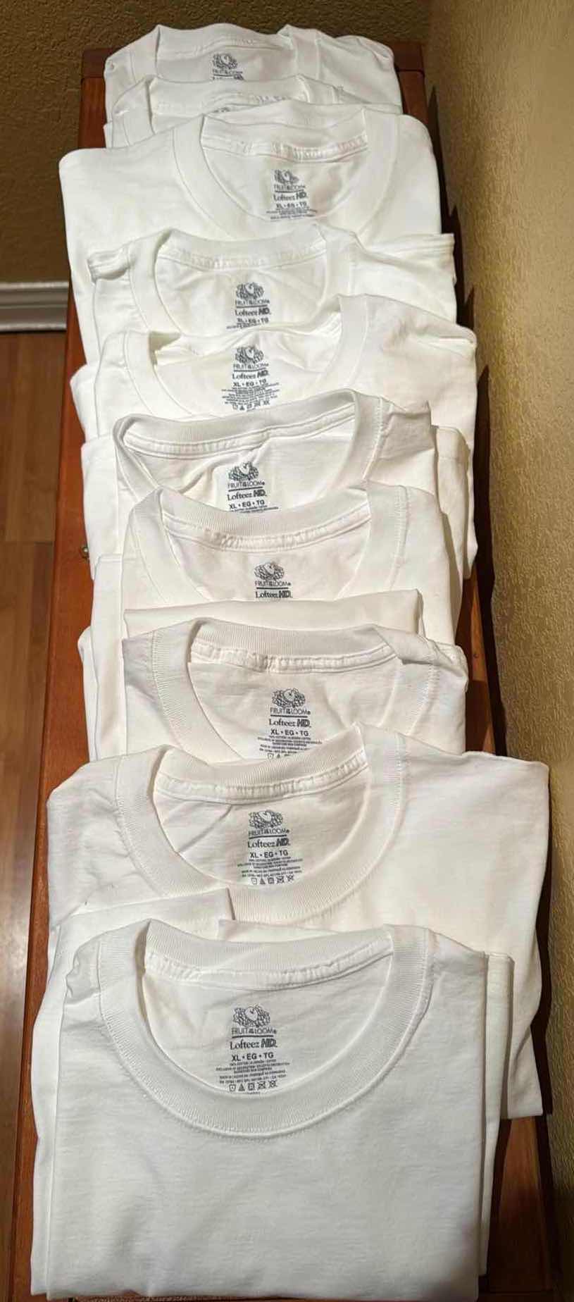 Photo 1 of 10-BRAND NEW WHITE “FRUIT OF THE LOOM” XL T-SHIRTS