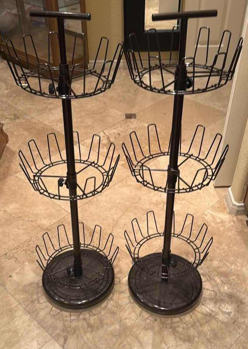 Photo 1 of 2-METAL ROUND SHOE RACKS H 26”