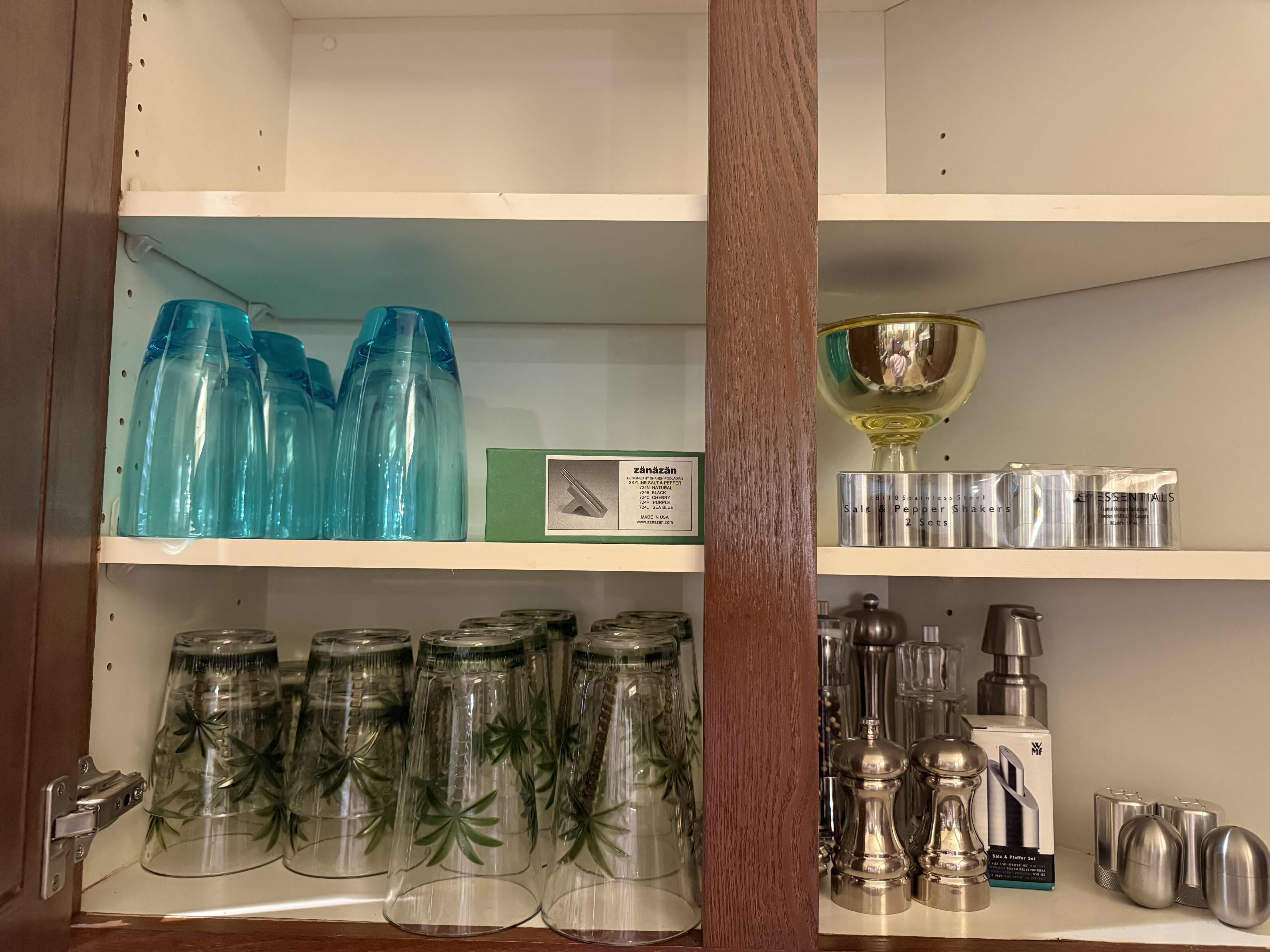 Photo 1 of CONTENTS OF KITCHEN CABINET-DRINKING GLASSES & SALT & PEPPER SHAKERS