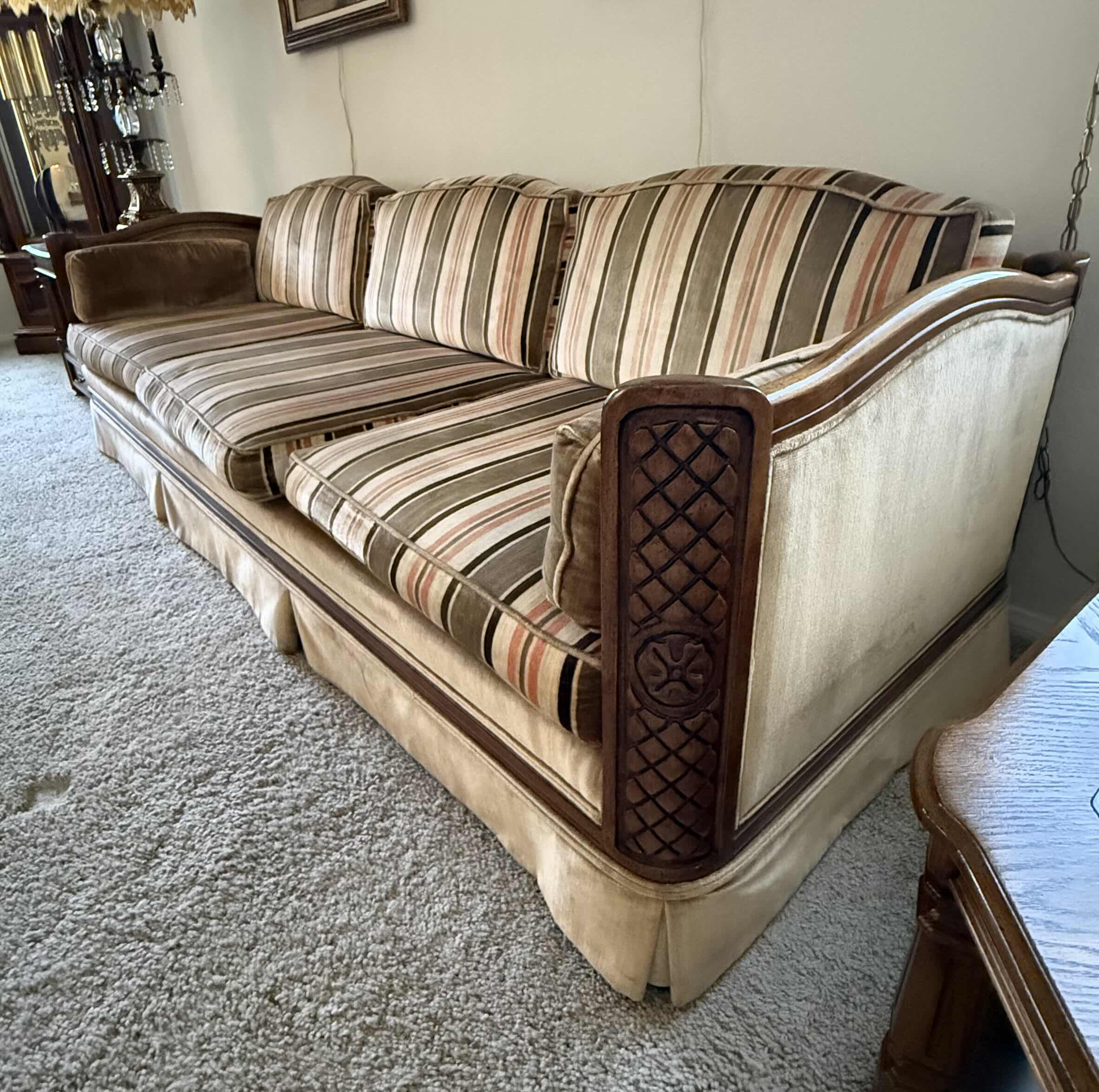 Photo 1 of VINTAGE HOMER’S FURNITURE MID CENTURY MODERN SOFT FABRIC TUXEDO SOFA W SOLID WOOD FRAME W90” D33” H28”