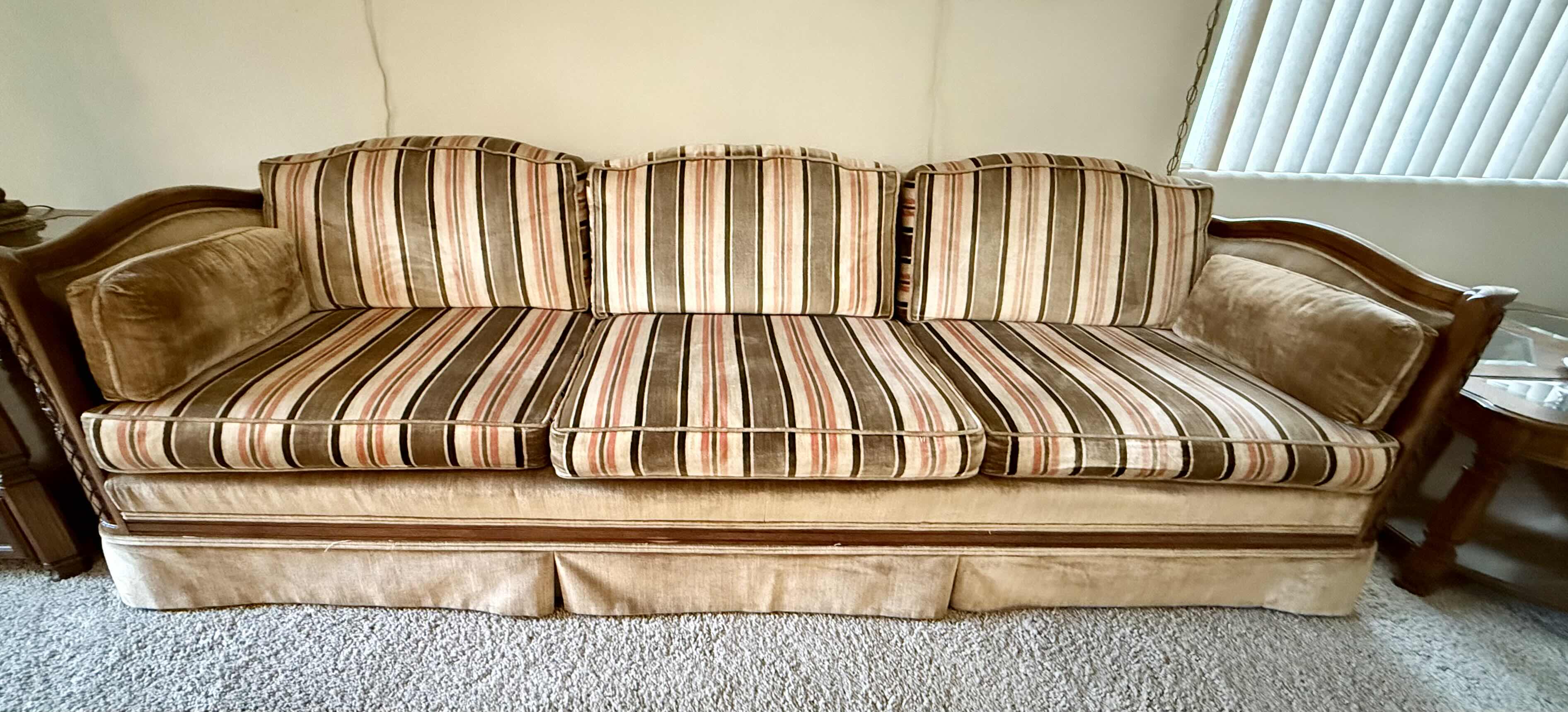 Photo 1 of VINTAGE HOMER’S FURNITURE MID CENTURY MODERN SOFT FABRIC TUXEDO SOFA W SOLID WOOD FRAME W90” D33” H28”