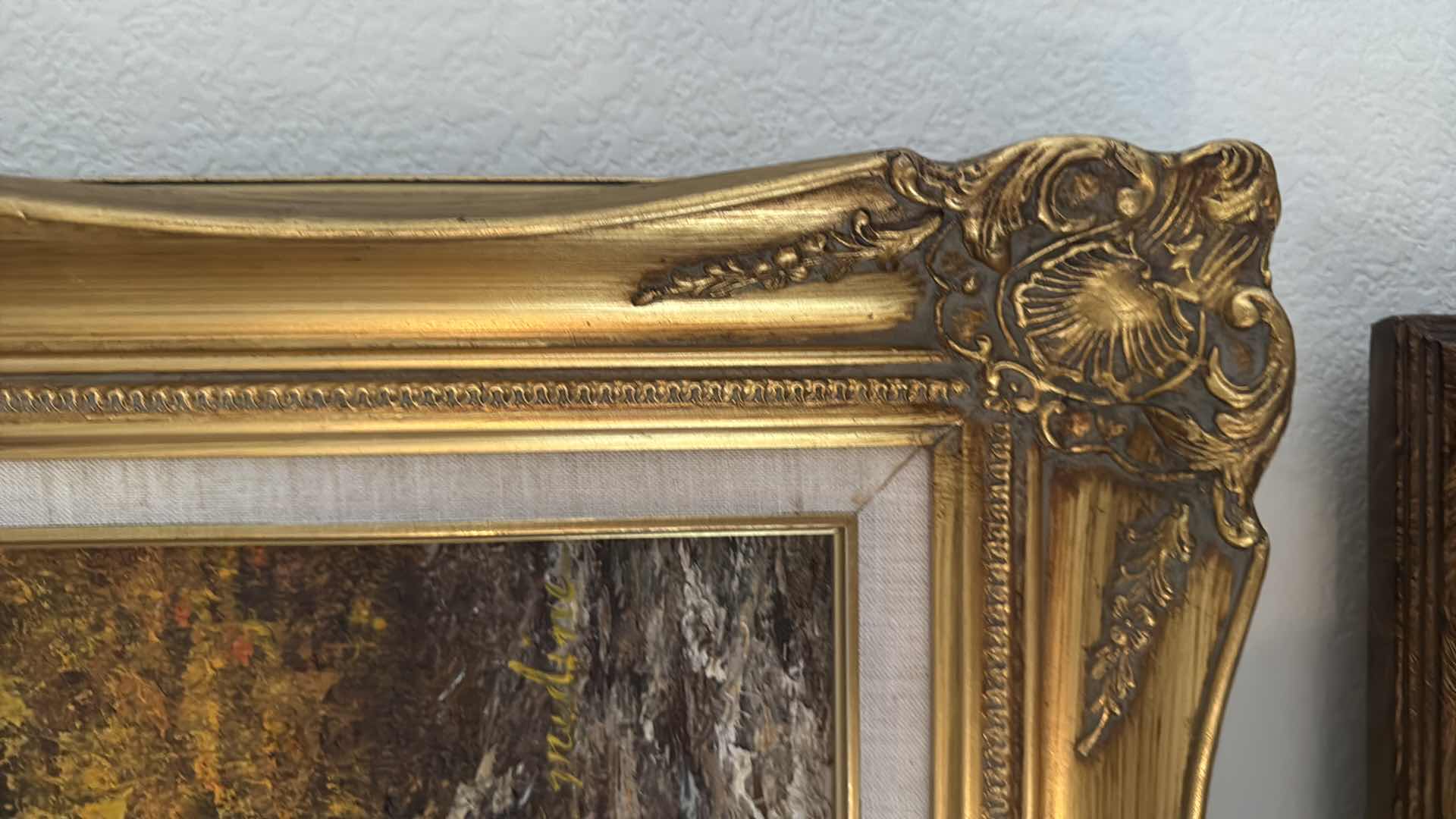 Photo 1 of VINTAGE GOLD ORNATE FRAMED”THE WOODS” CANVAS ARTISTS SIGNED OIL PAINTING 27” x 31”