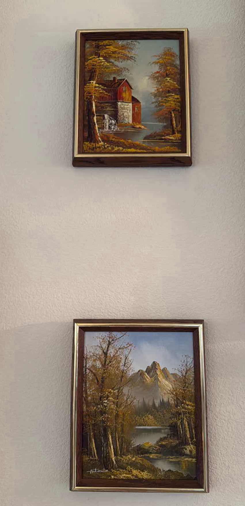Photo 1 of 2-VINTAGE FRAMED CANVAS ARTISTS SIGNED OIL PAINTINGs 9” x 11”