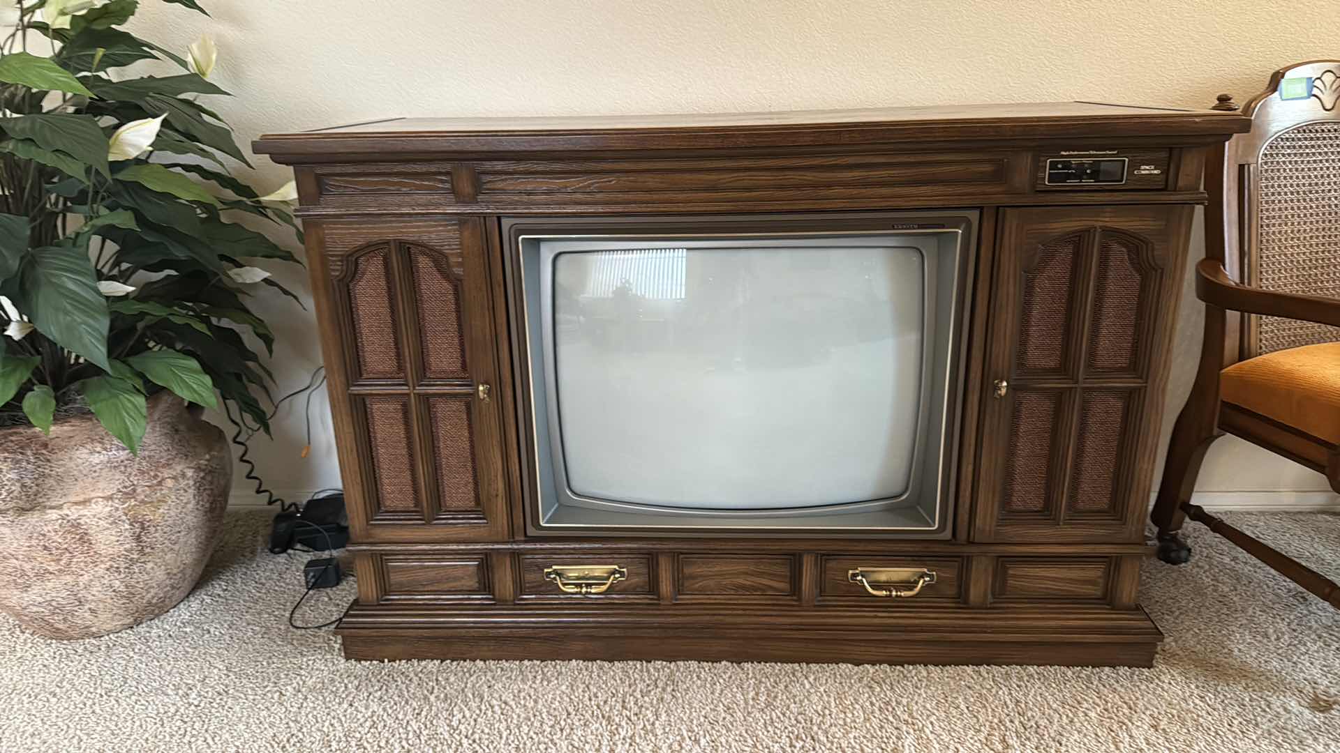 Photo 1 of VINTAGE ZENITH WALNUT WOOD CONSOLE CABINET TV W REMOTE (WORKS) 48” x 19” H32”