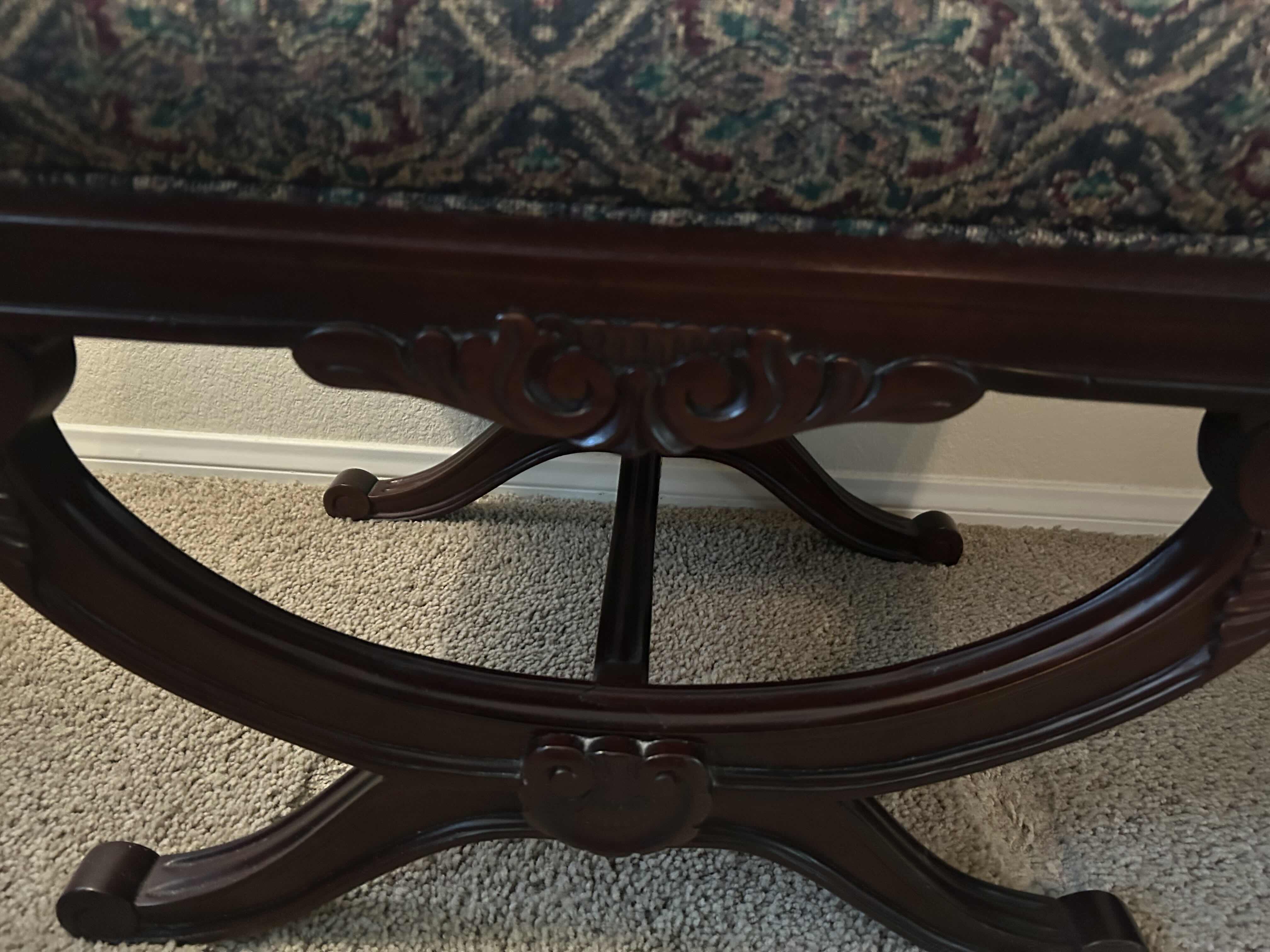 Photo 1 of WALNUT OTTOMAN W FABRIC SEAT 24”X 17” H 18”