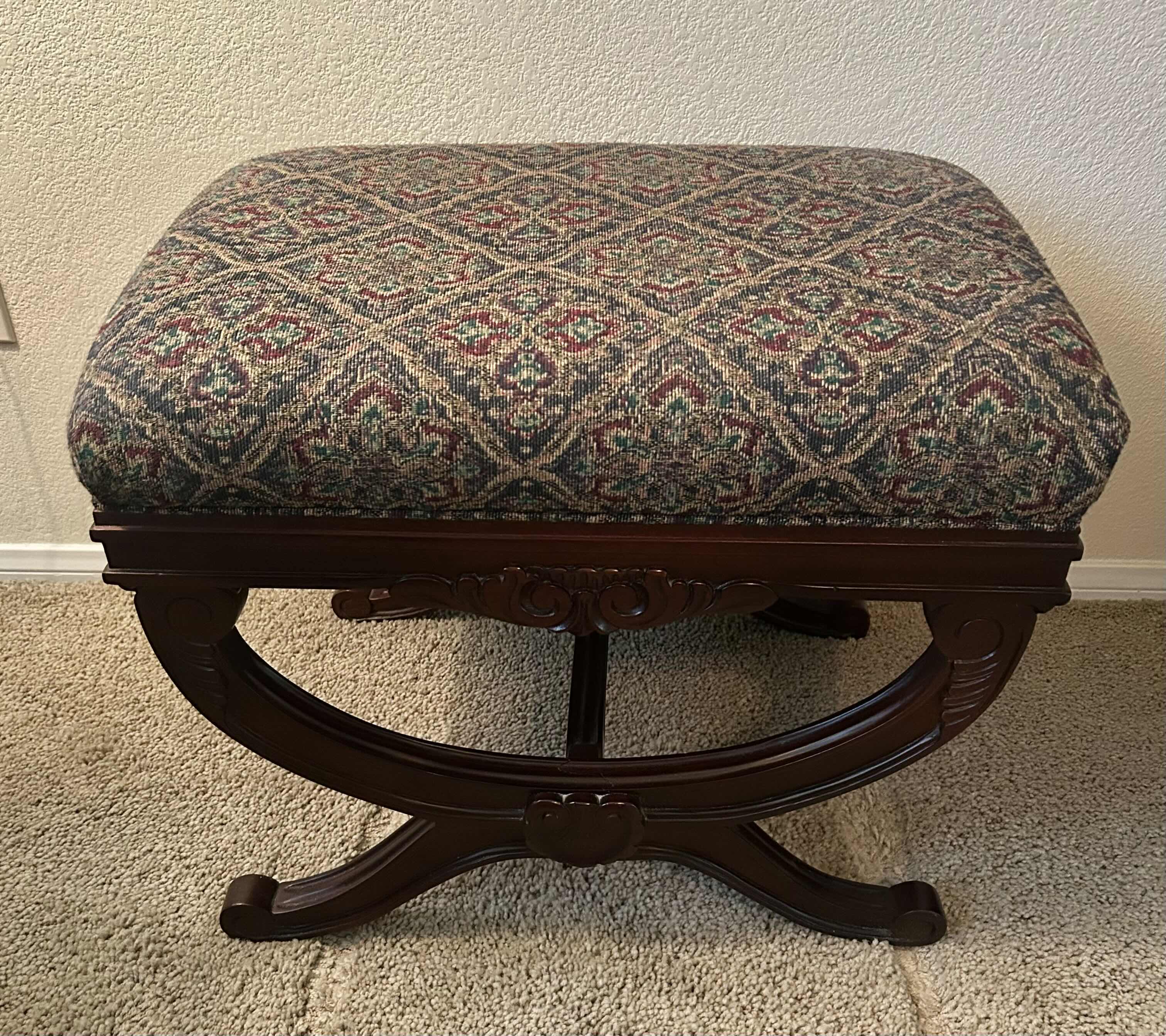 Photo 1 of WALNUT OTTOMAN W FABRIC SEAT 24”X 17” H 18”