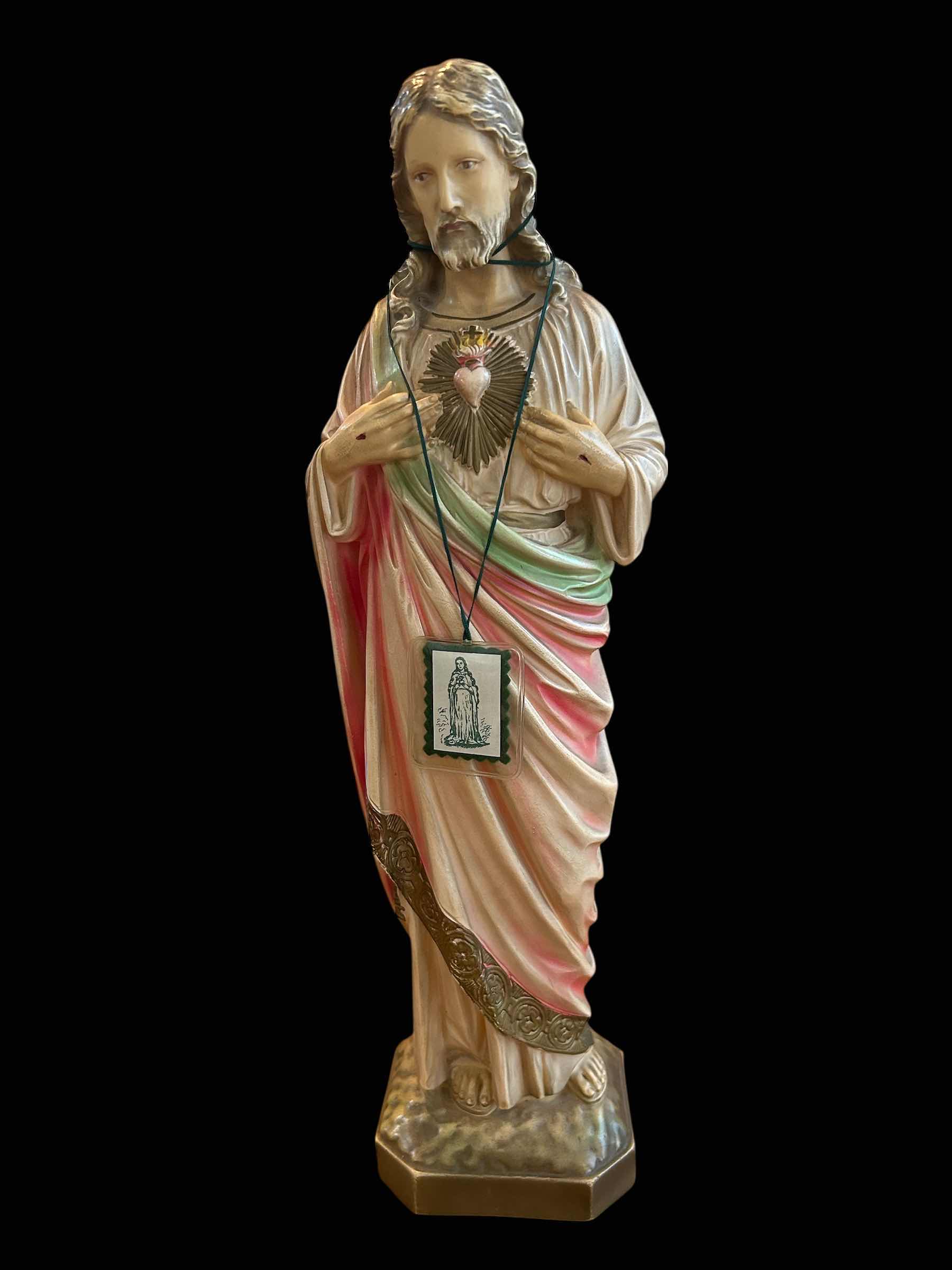 Photo 1 of VINTAGE PLASTER STATUE OF JESUS H 18” MINOR CHIP 