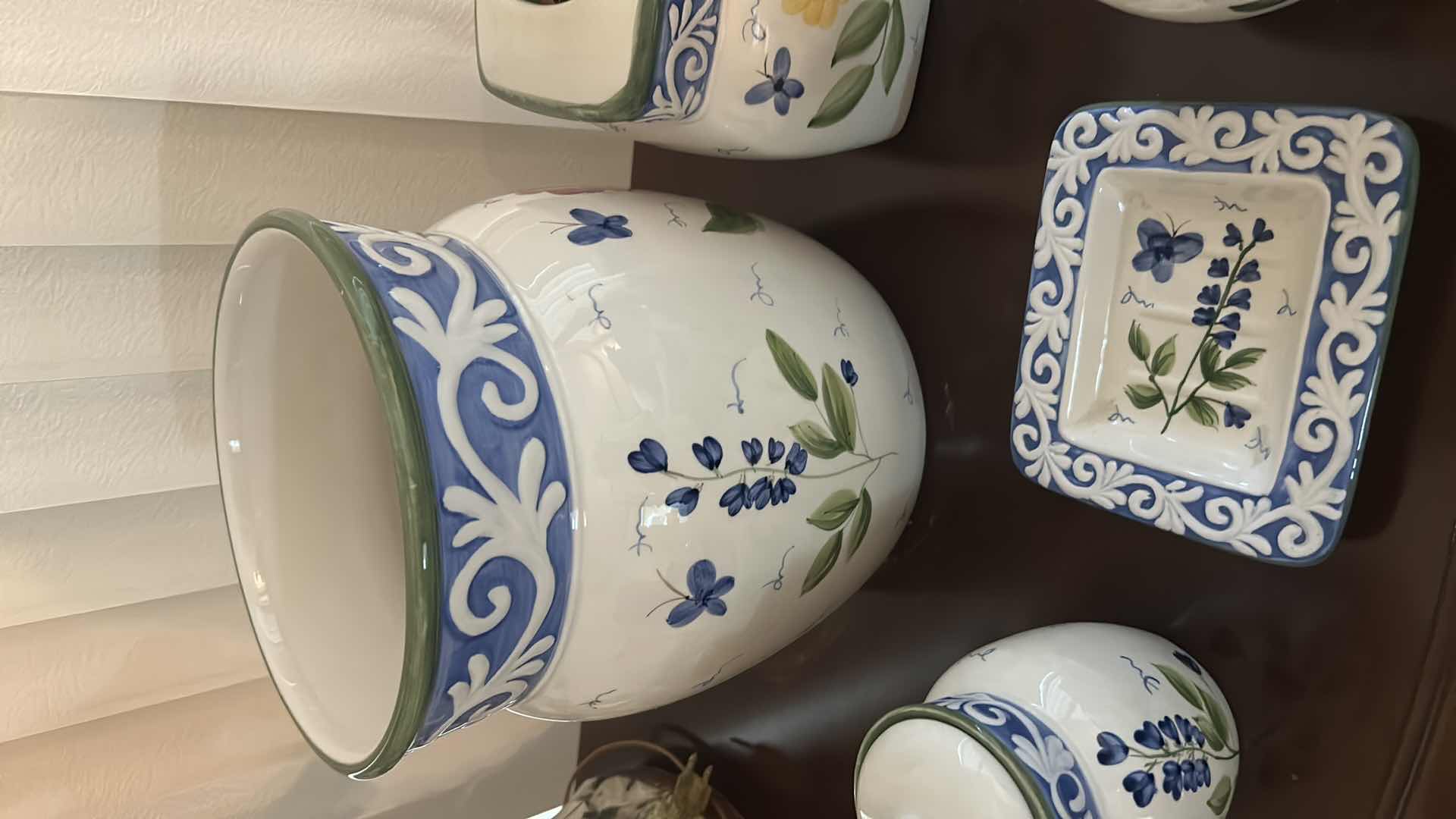 Photo 1 of 5-ASSORTED FLORAL CERAMIC BATHROOM ITEMS