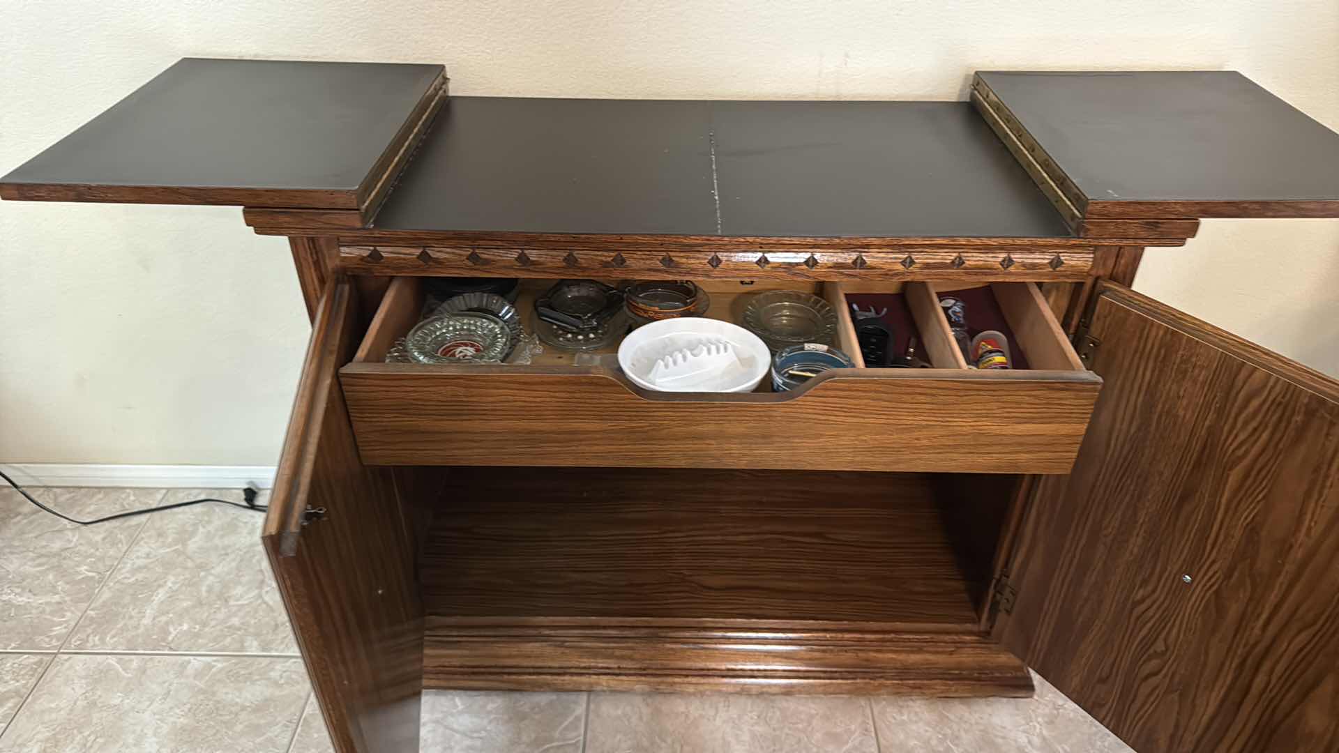 Photo 1 of VINTAGE WOOD BUFFET SERVER CABINET 41”x18” H33”