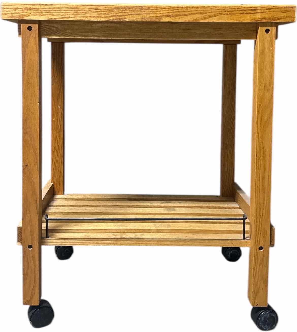 Photo 1 of WOODEN ROLLING KITCHEN CART WITH SELF
30” X 18” X H34”