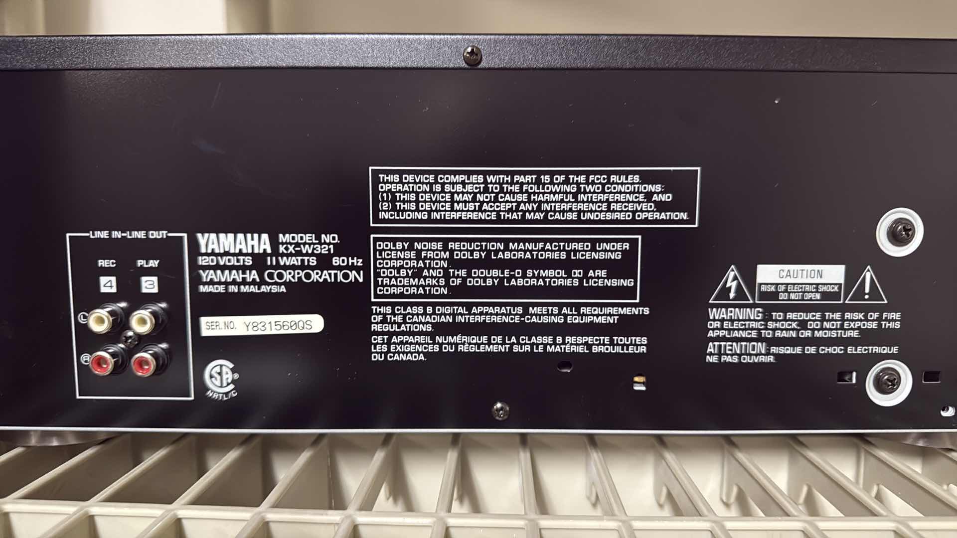 Photo 1 of YAMAHA NATURAL SOUND CASSETTE DECK PLAYER KX-W321