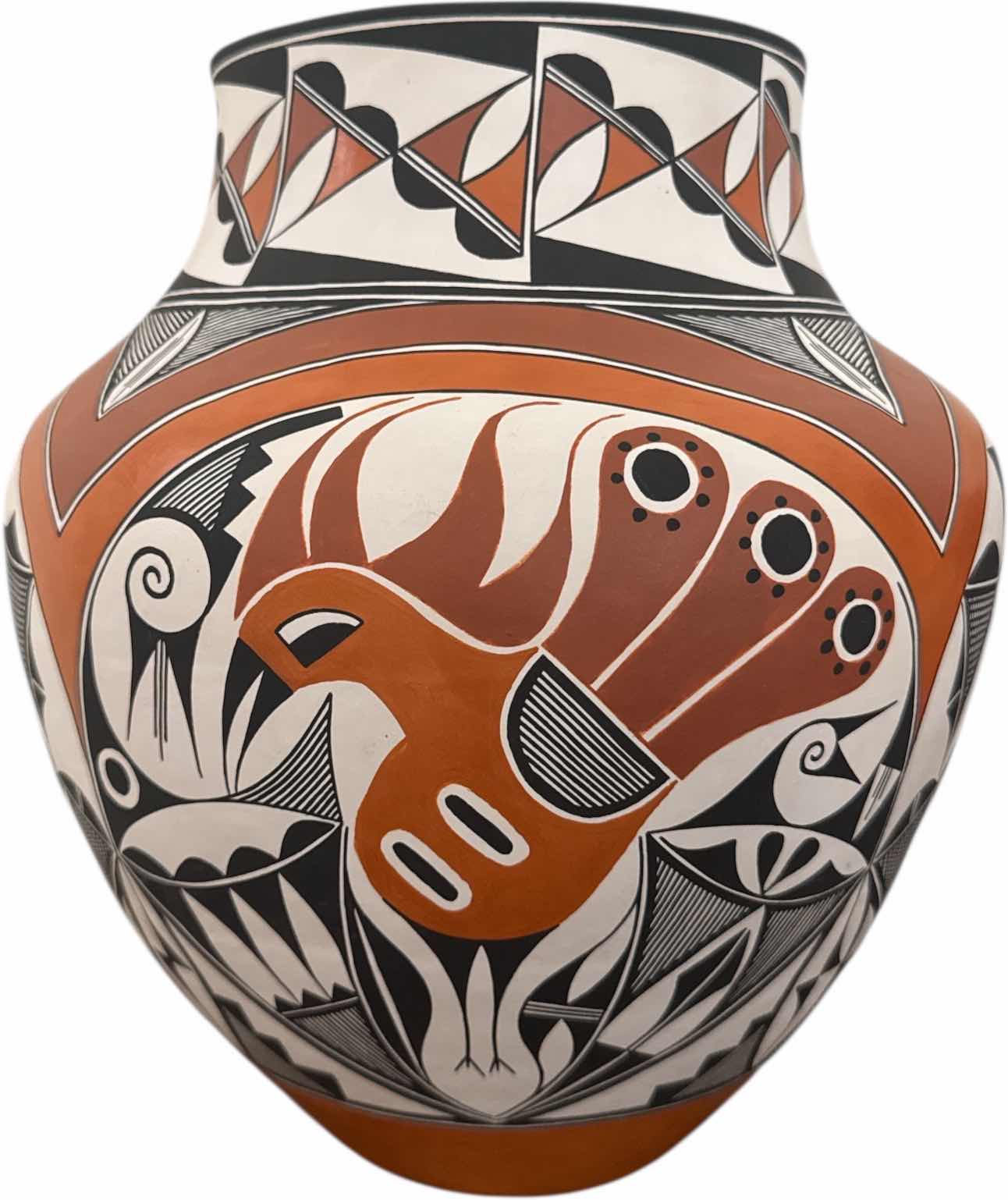 Photo 1 of ADRIAN TRUJILLO NATIVE AMERICAN PICTORIAL POTTERY POLYCHROME JAR SOUTHWESTERN PUEBLO ACOMA NEW MEXICO
D14” X H14.75”
