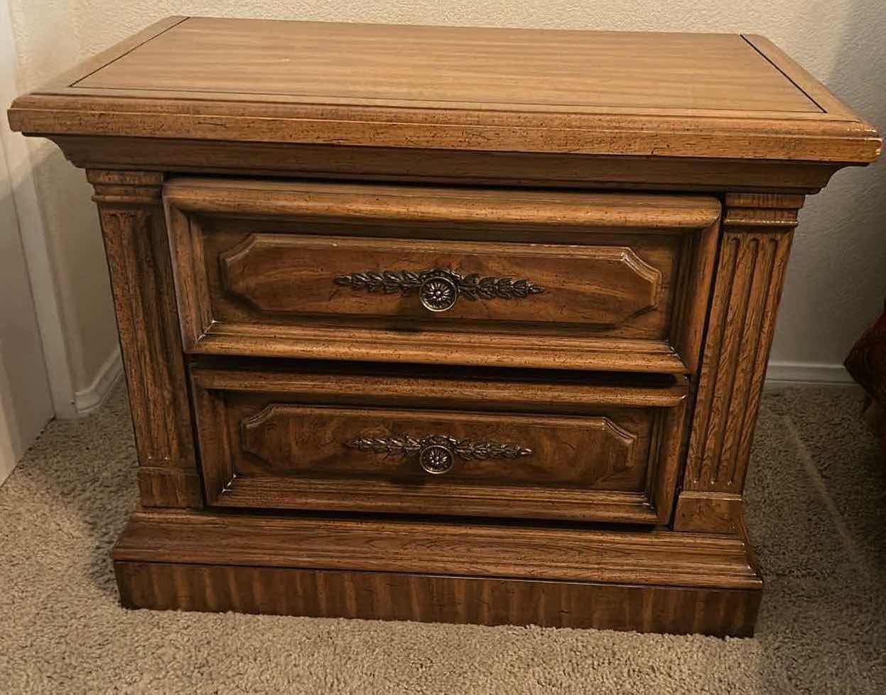 Photo 1 of VINTAGE WOODEN NIGHT STAND FIRST FAMILY BY ARMSTRONG 37” X 17” H 24”