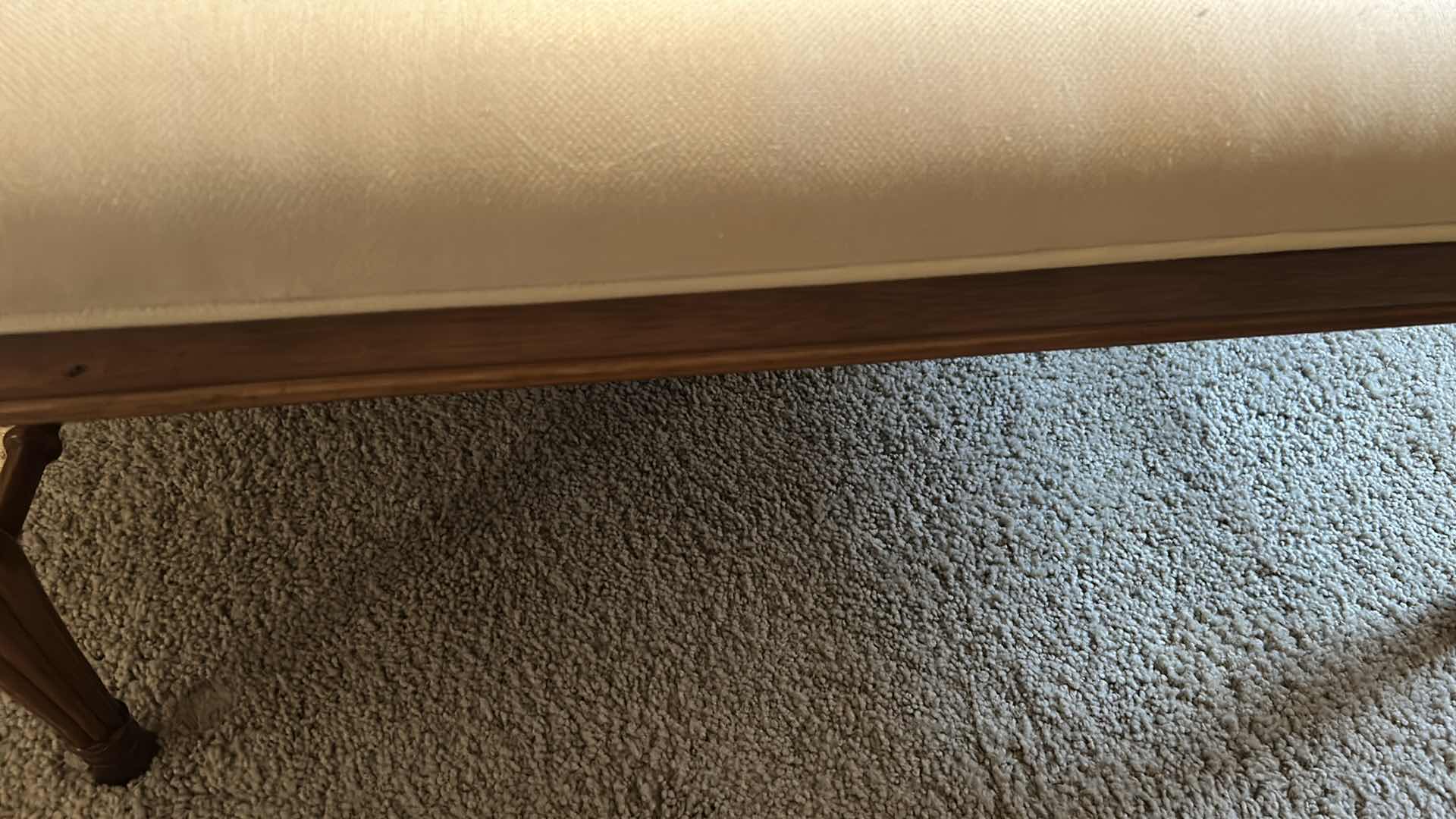 Photo 1 of WOOD OTTOMAN OFF WHITE FABRIC SEAT 39” X 19” H 27”