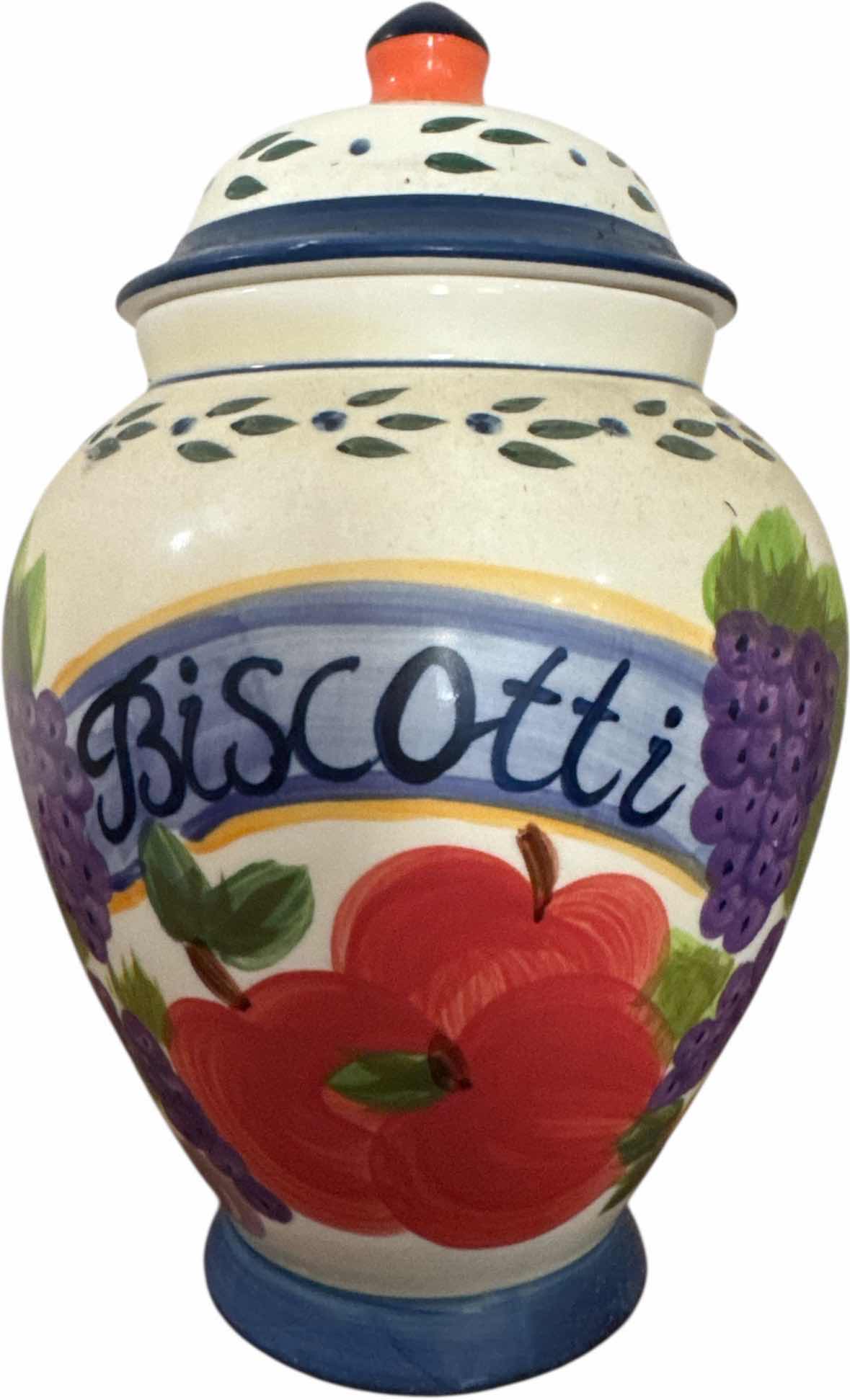 Photo 1 of VINTAGE ART POTTERY CERAMIC BISCOTTI JAR 
H10.5”
