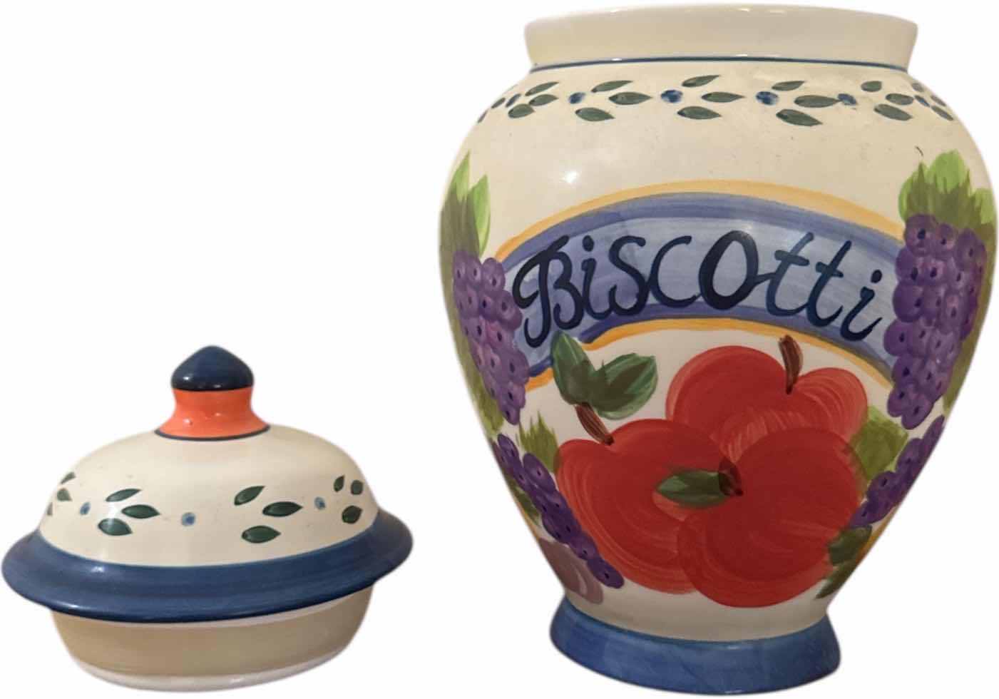 Photo 1 of VINTAGE ART POTTERY CERAMIC BISCOTTI JAR 
H10.5”