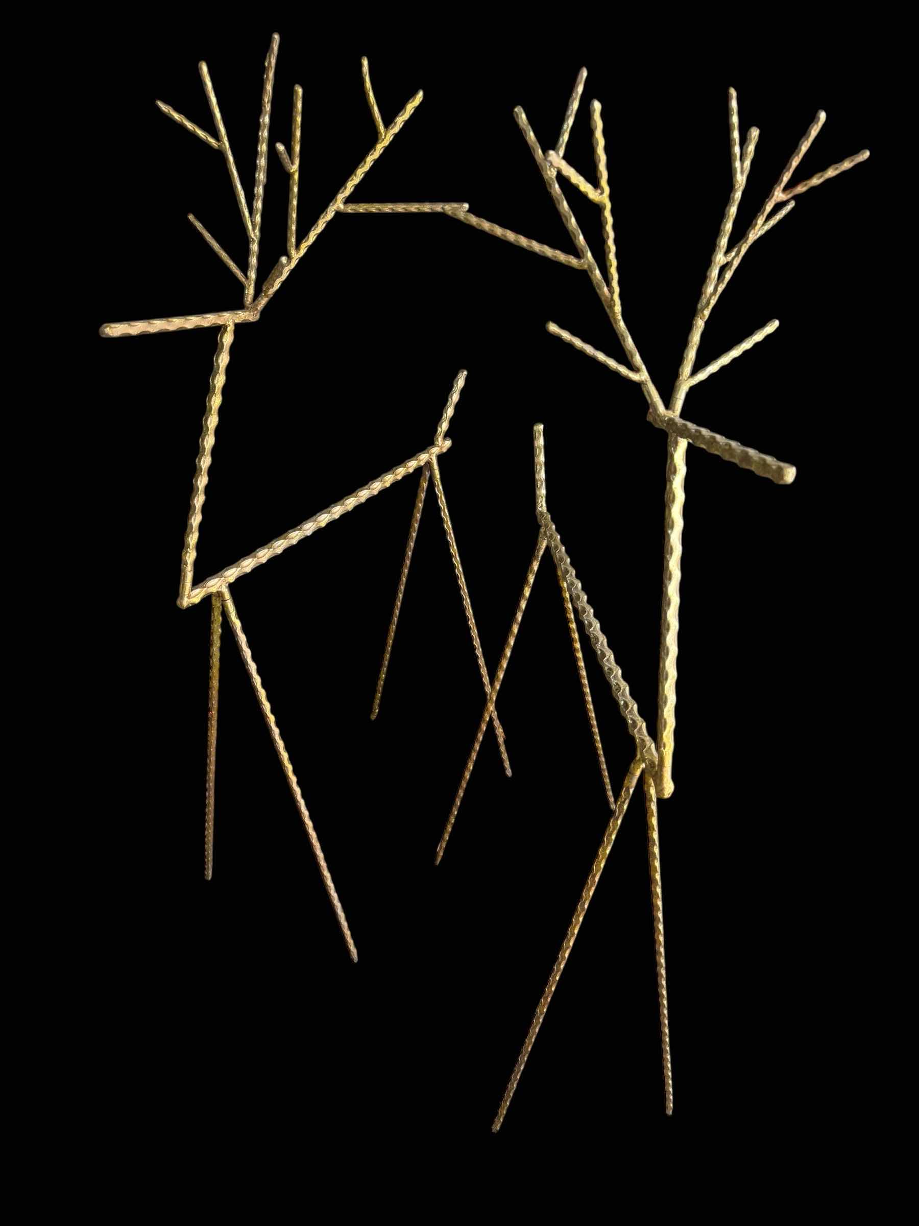 Photo 1 of 2-GOLD STEEL STICK REINDEERS W29” H 49”