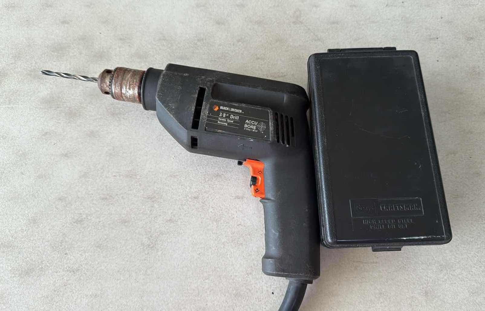 Photo 1 of BLACK & DECKER ELECTRIC DRILL & DRILL BITS