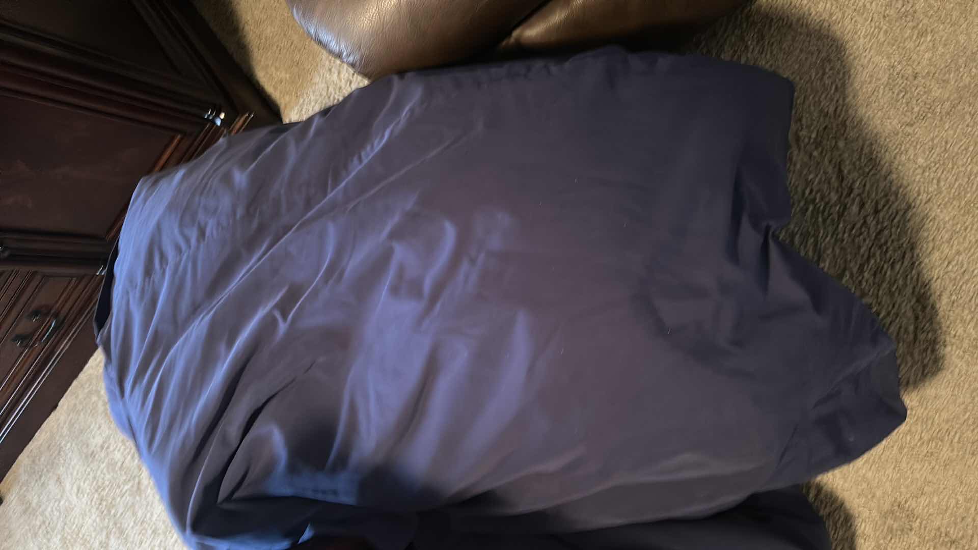 Photo 1 of CONTENTS OF CLOSET 2 QUEEN COMFORTER PILLOWS WOOD HANGERS