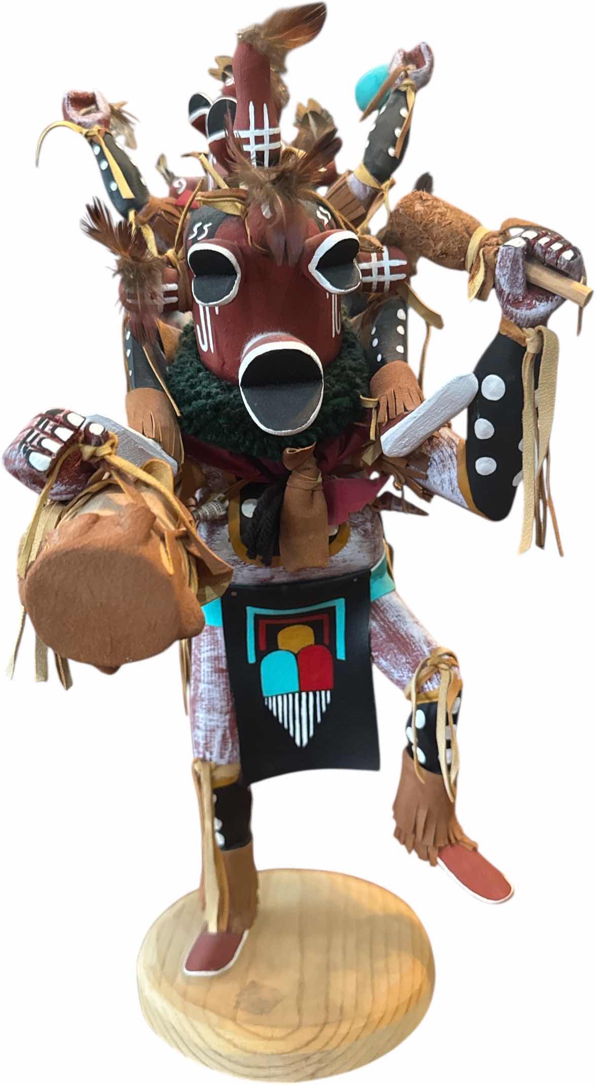 Photo 1 of VINTAGE DOUBLE MUDHEAD NATIVE AMERICAN HOPI KACHINA DOLL 
H17”