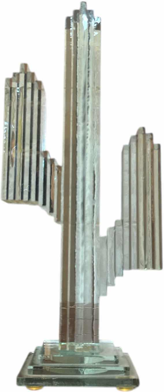 Photo 1 of VINTAGE STACKED GLASS CACTUS STATUE
H11”