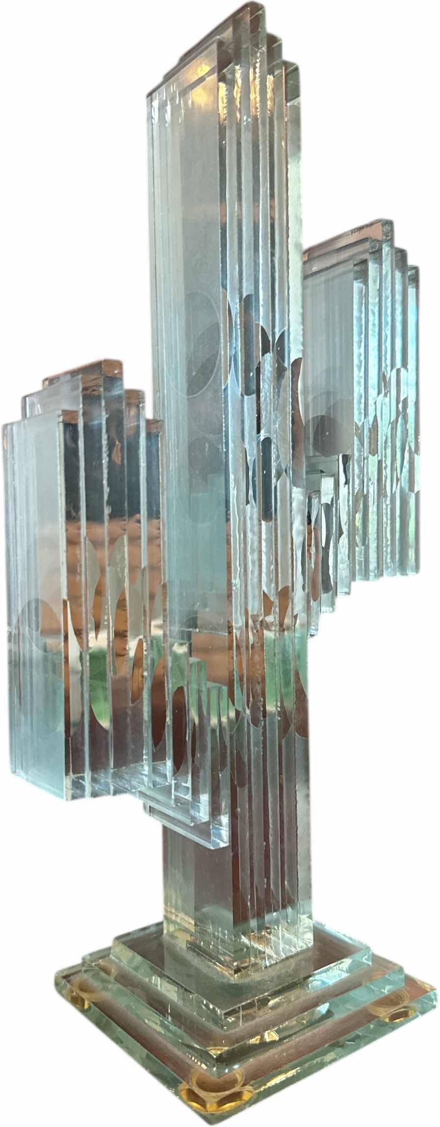 Photo 1 of VINTAGE STACKED GLASS CACTUS STATUE
H11”