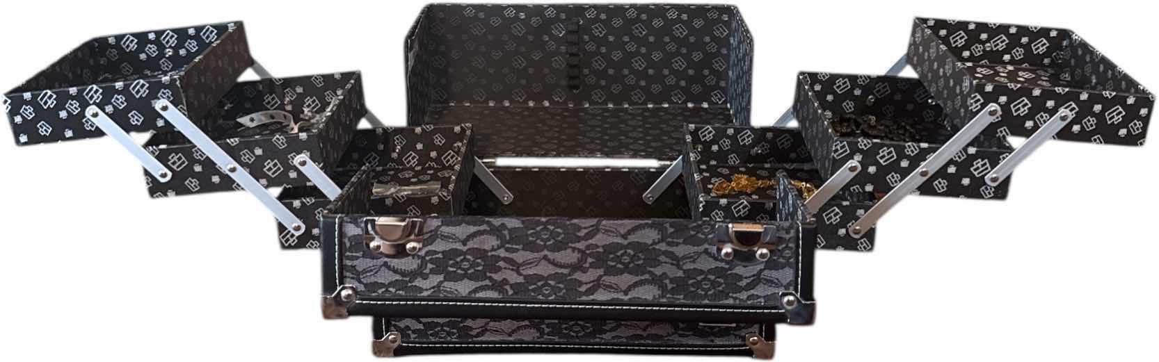Photo 1 of VINTAGE TRAVEL JEWELRY BOX WITH ROSARIES 
11.5” X 6.5” X H8.5”