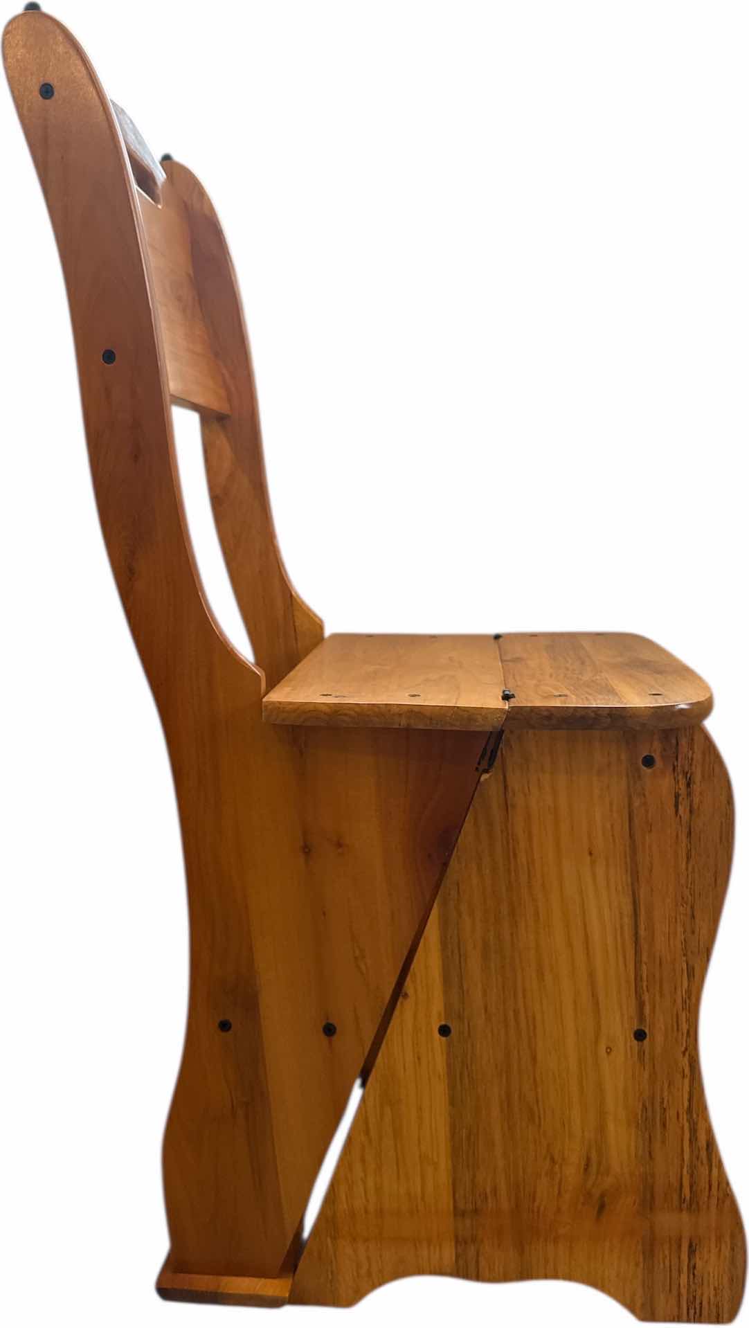 Photo 1 of 3- CONVERTIBLE FOLDABLE WOODEN CHAIR/STEPLADDER AND REAL SIMPLE CUTTING BOARDS 
WOODEN CHAIR
15” X 15” X H33”
