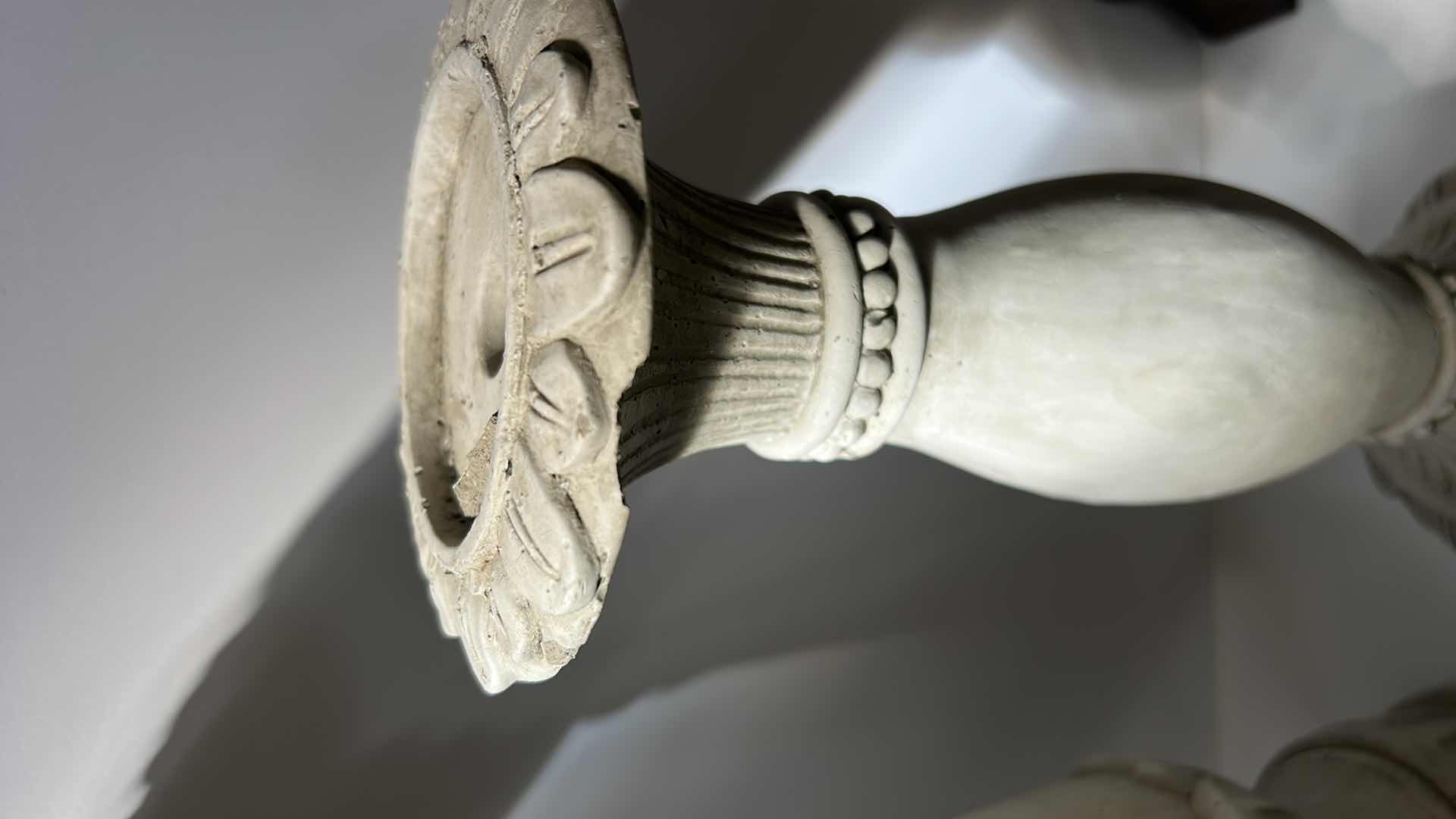 Photo 1 of 3 HEAVY CERAMIC PCS 2 CANDLEHOLDERS AND FINIAL ( TALLEST H18”)