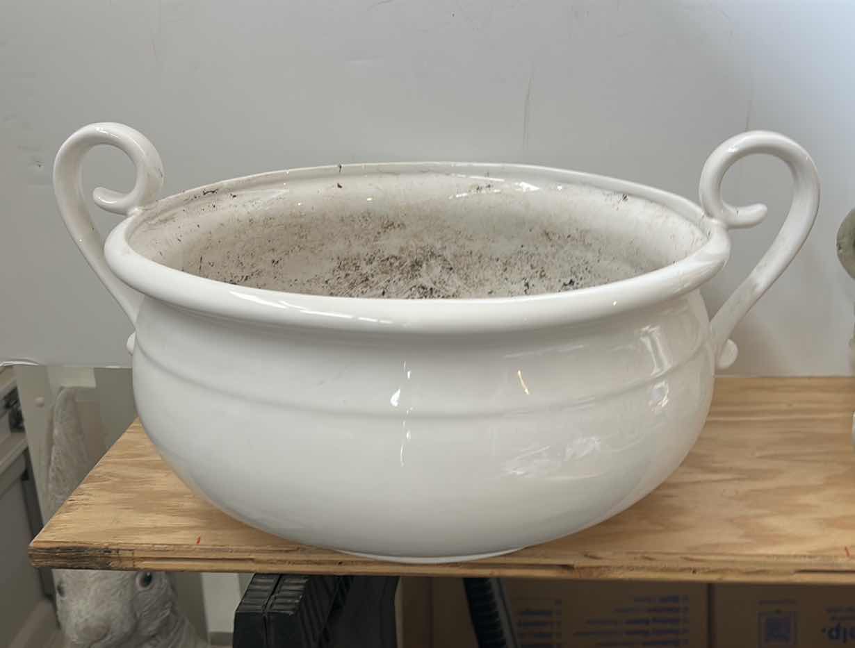 Photo 1 of WHITE GLAZED CERAMIC BOWL MADE IN PORTUGAL 17“ x H7“