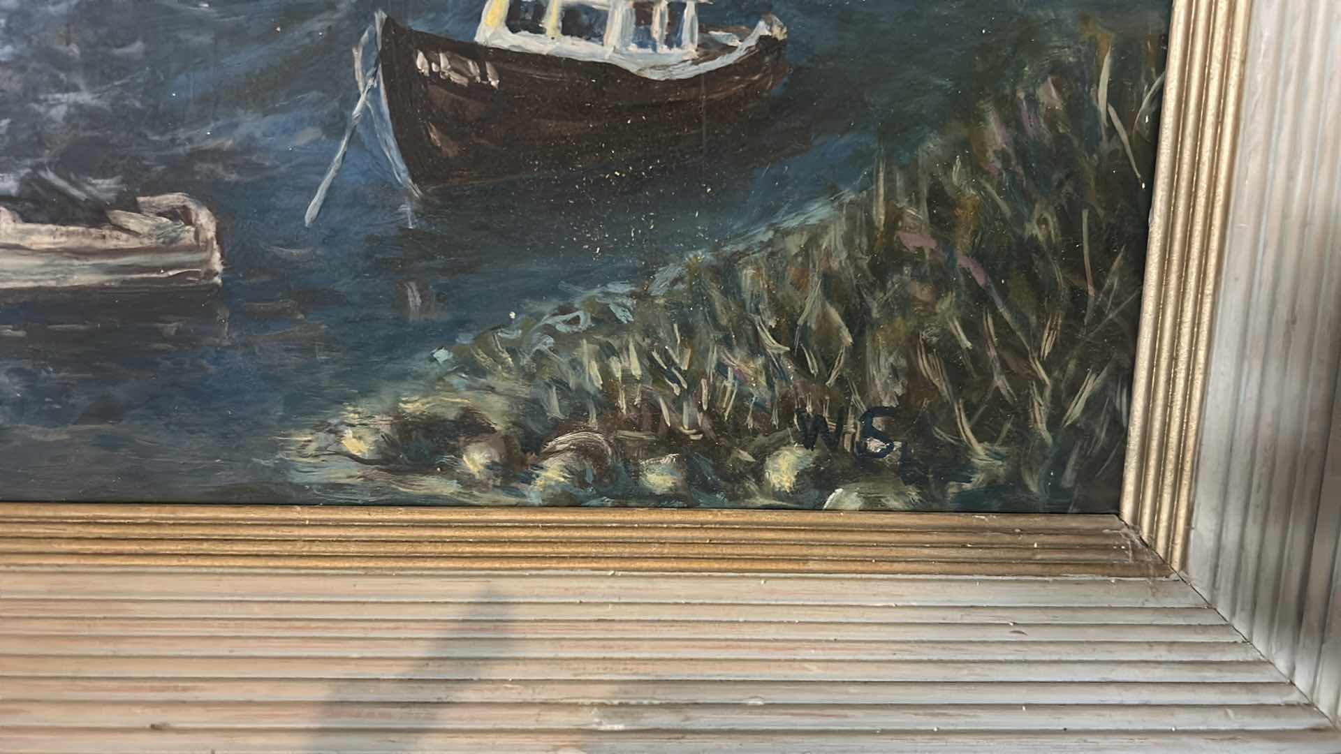 Photo 1 of WOOD FRAMED “SEA VILLAGE”SIGNED ARTWORK 22“ x H18“