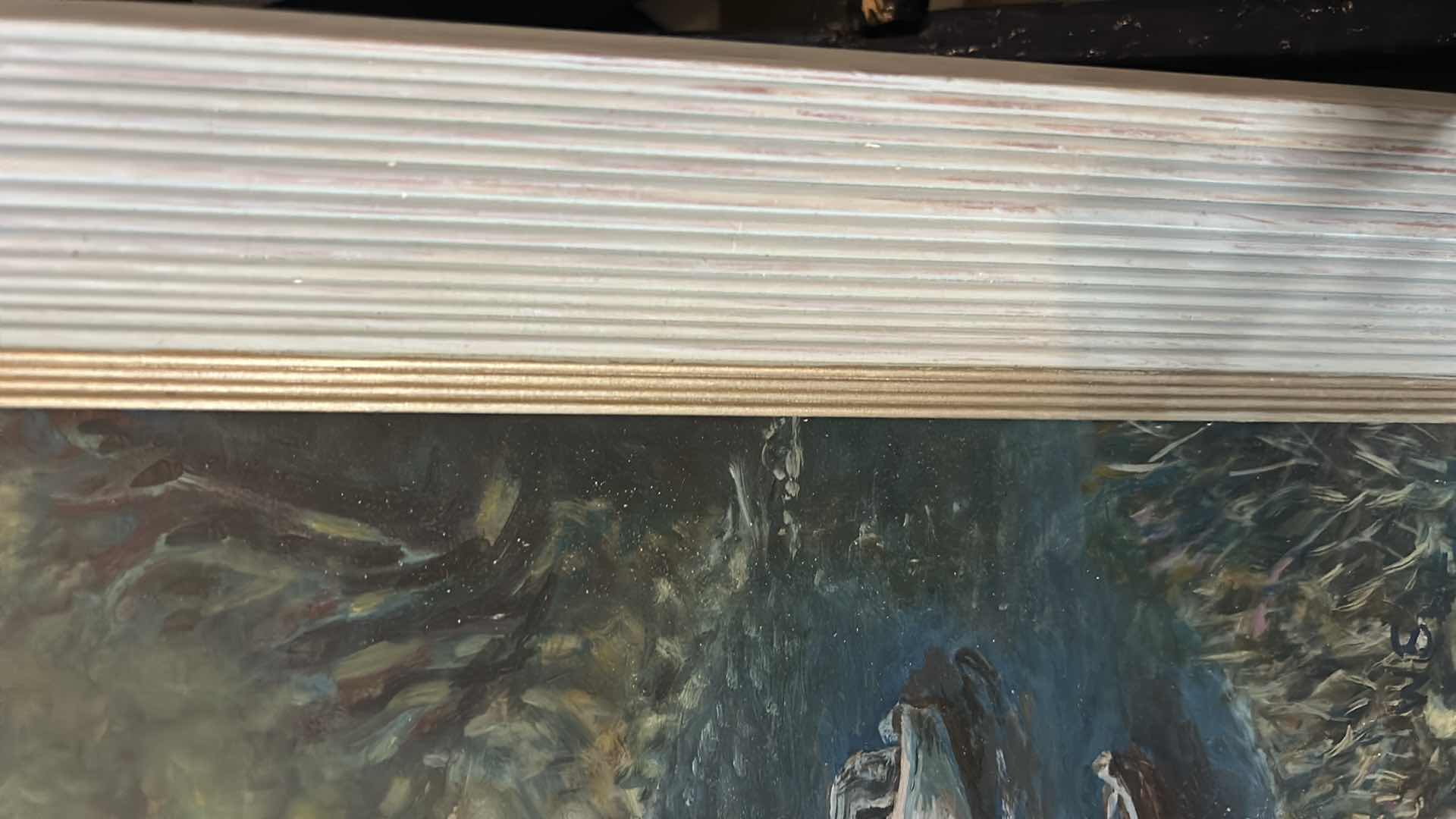 Photo 1 of WOOD FRAMED “SEA VILLAGE”SIGNED ARTWORK 22“ x H18“