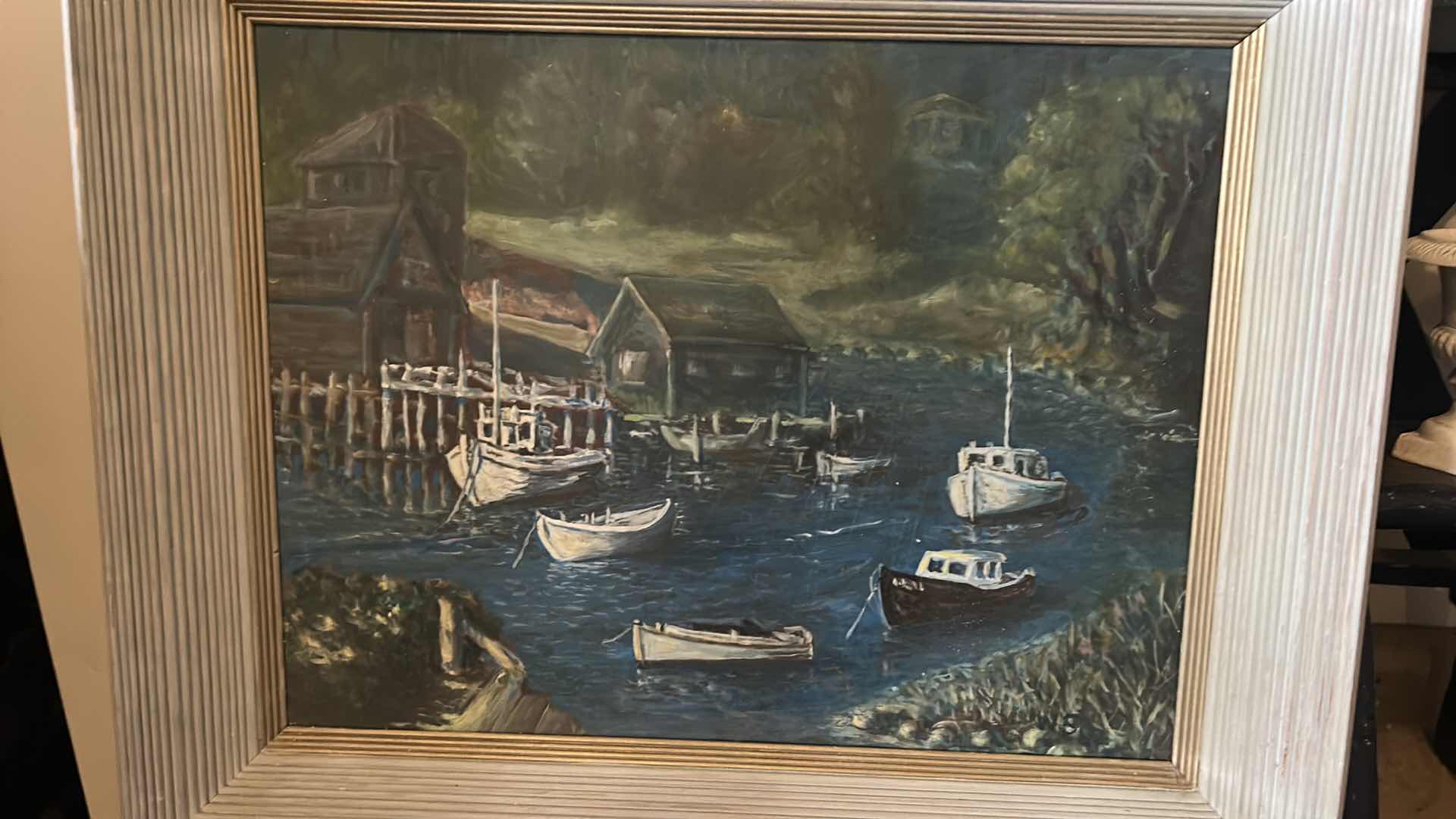 Photo 1 of WOOD FRAMED “SEA VILLAGE”SIGNED ARTWORK 22“ x H18“