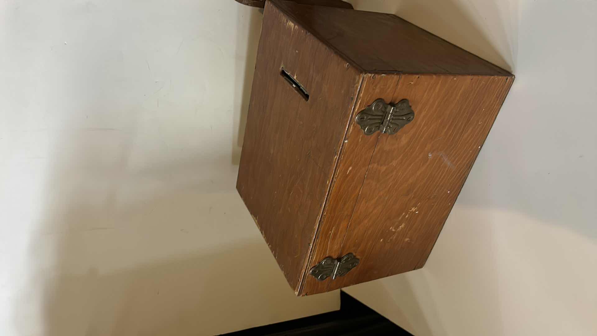 Photo 1 of 2 HANDMADE WOOD PIECES - HINGED BOX WITH LATCH H8.75” AND SMALL STOOL