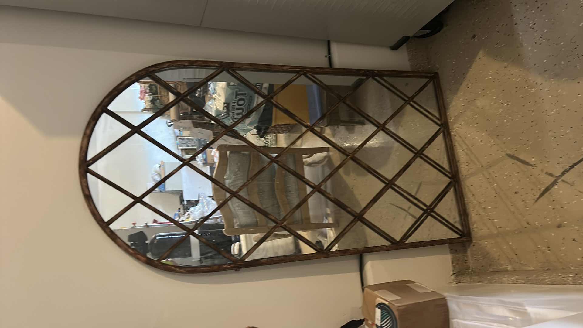 Photo 1 of VINTAGE PAINTED METAL FRAMED MIRROR 28” X H4 1/2”
