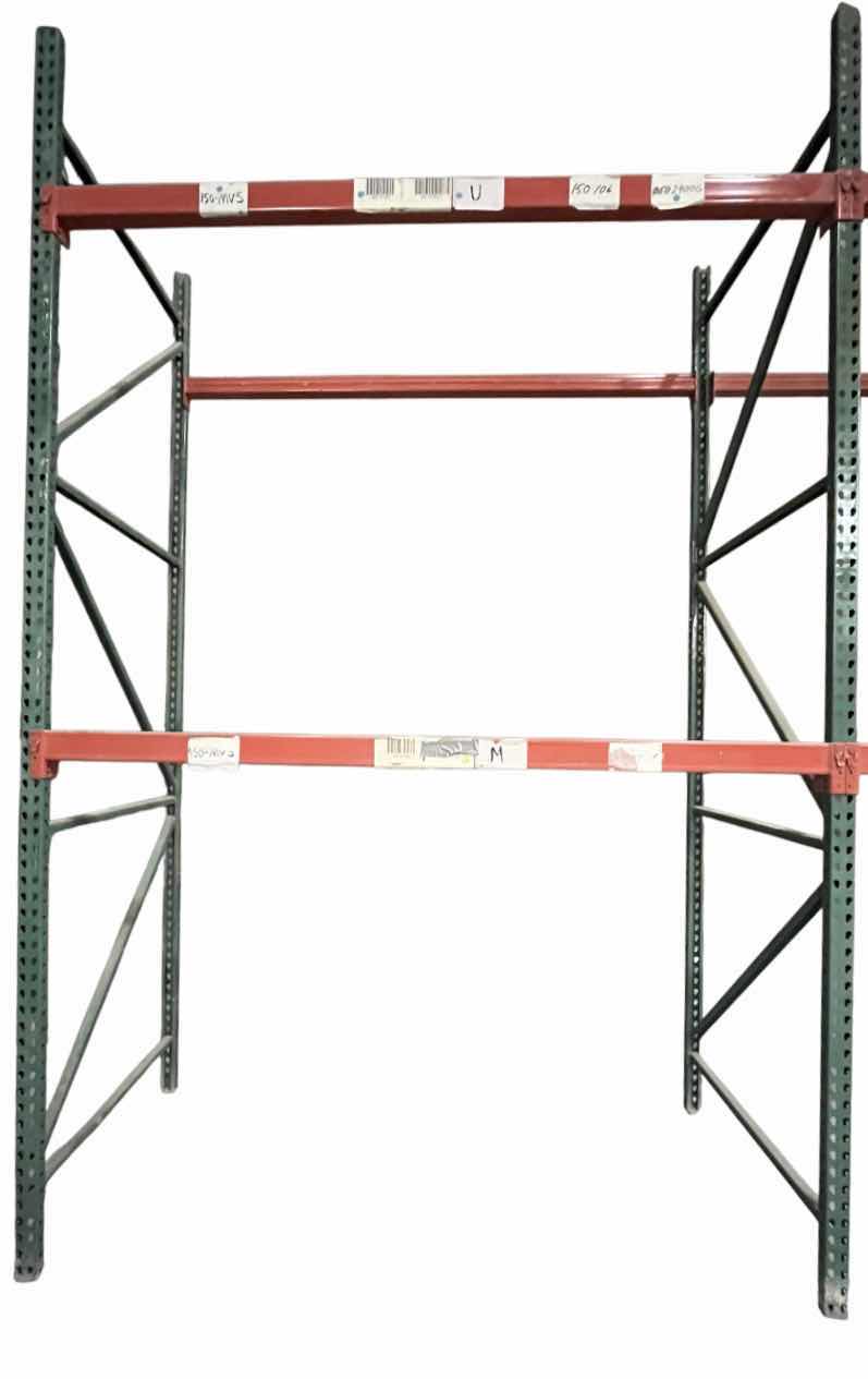 Photo 1 of PALLET RACK-TEARDROP UPRIGHTS 13’ X 3’6” (2) TEARDROP CROSSBEAMS 8’3” X 3” (4) 1700lbs CAPACITY(READ NOTES)