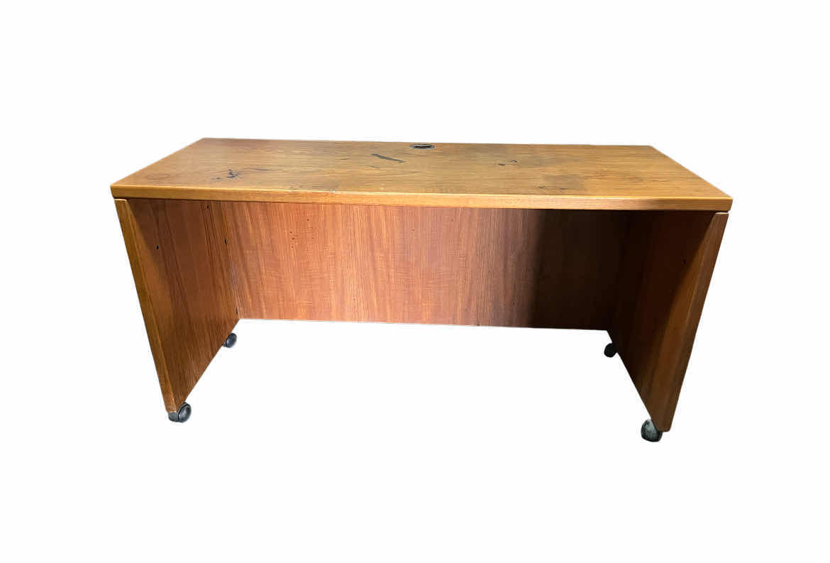 Photo 1 of WOOD FINISH ROLLING OFFICE DESK 52” X 20.5” H26.5”