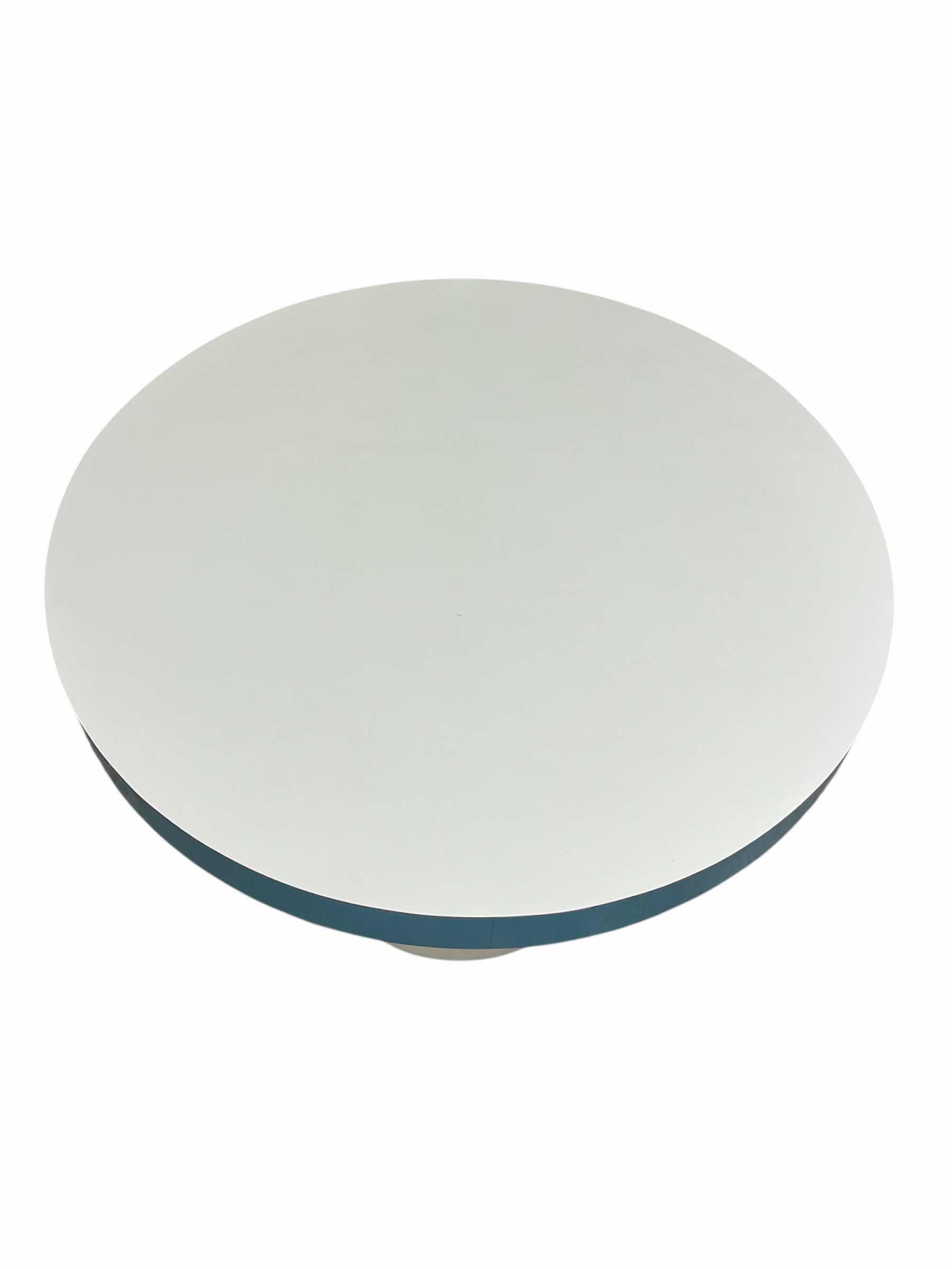Photo 1 of MODERN WHITE & BLUE LAMINATE ROUND DINING TABLE 42” X 29”
