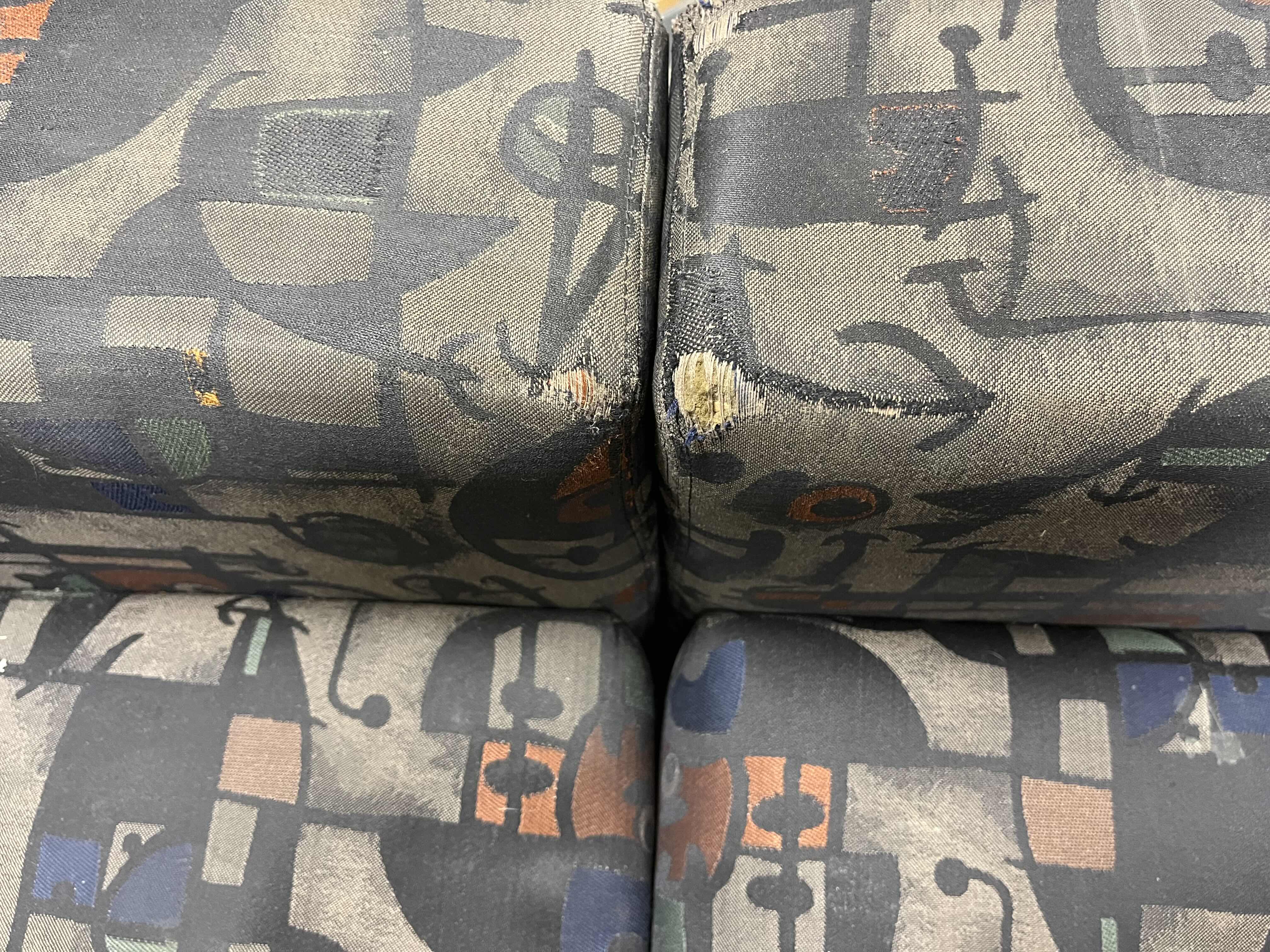 Photo 1 of ERG INTERNATIONAL ABSTRACT UPHOLSTERED CHAIRS (2) 34” X 31” H31.5”