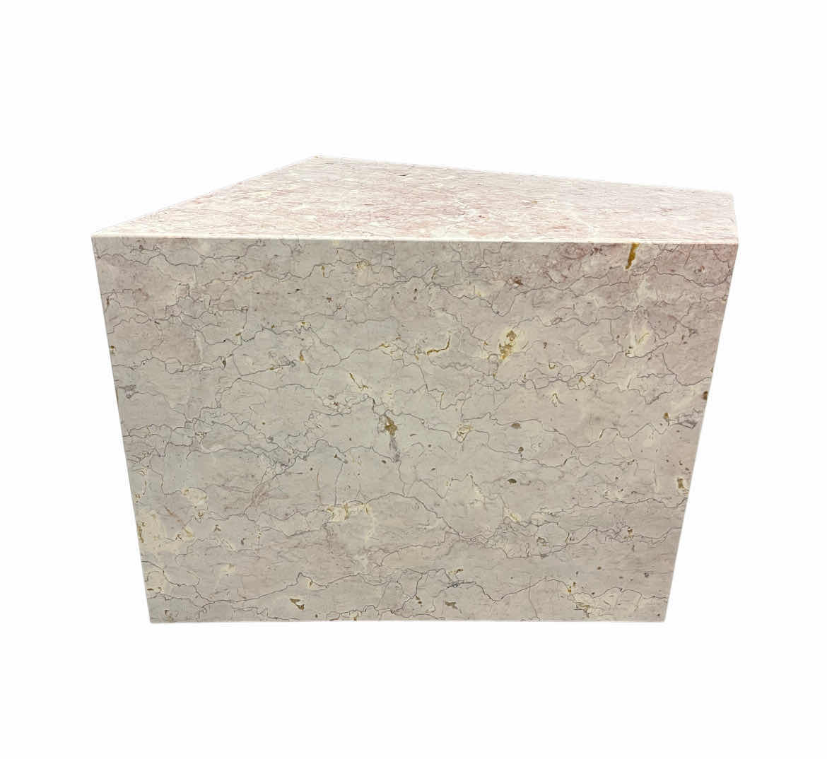 Photo 1 of GEOMETRIC PASTEL PINK POLISHED TRAVERTINE ACCENT TABLE 30” X 25” H25”