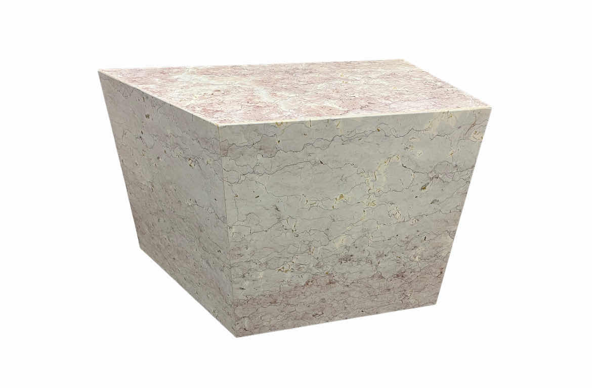 Photo 1 of GEOMETRIC PASTEL PINK POLISHED TRAVERTINE ACCENT TABLE 36” X 18” H25”