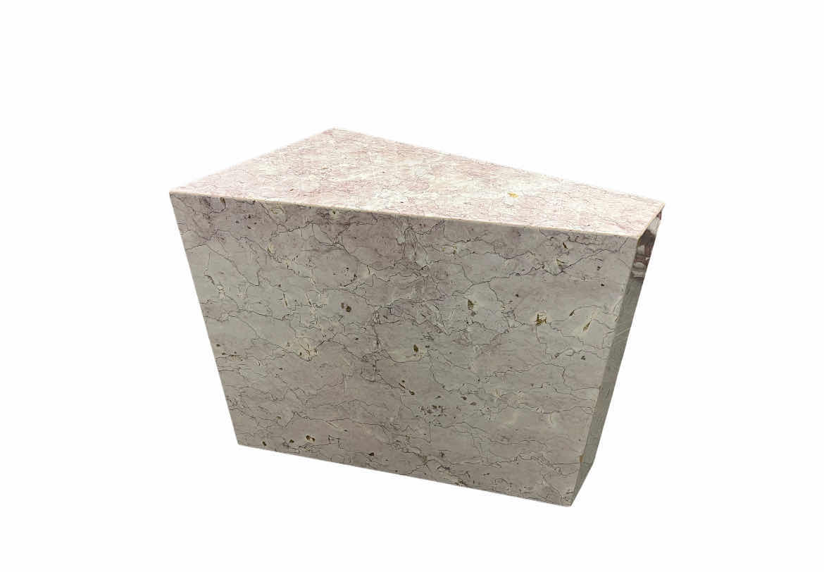 Photo 1 of GEOMETRIC PASTEL PINK POLISHED TRAVERTINE ACCENT TABLE 35” X 18” H27”