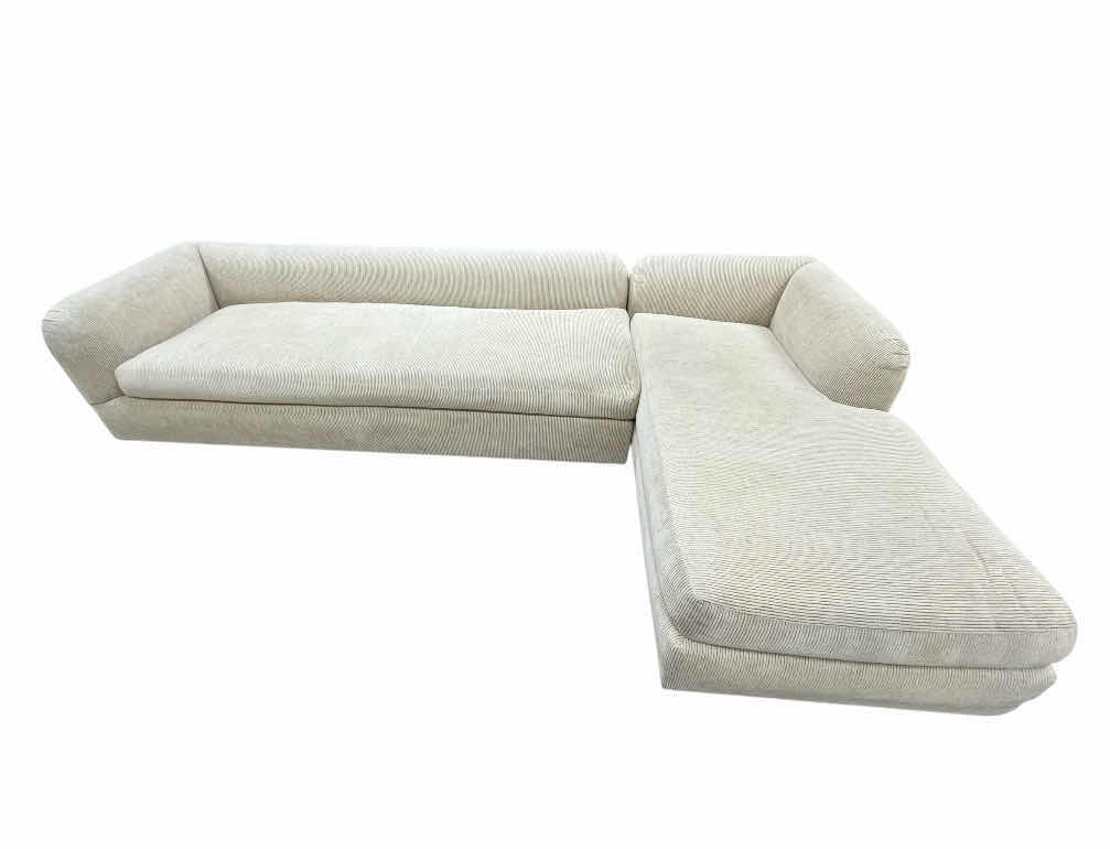 Photo 1 of CUSTOM UPHOLSTERED OFF-WHITE CORDUROY SECTIONAL SOFA 134” X 71” H28.5”