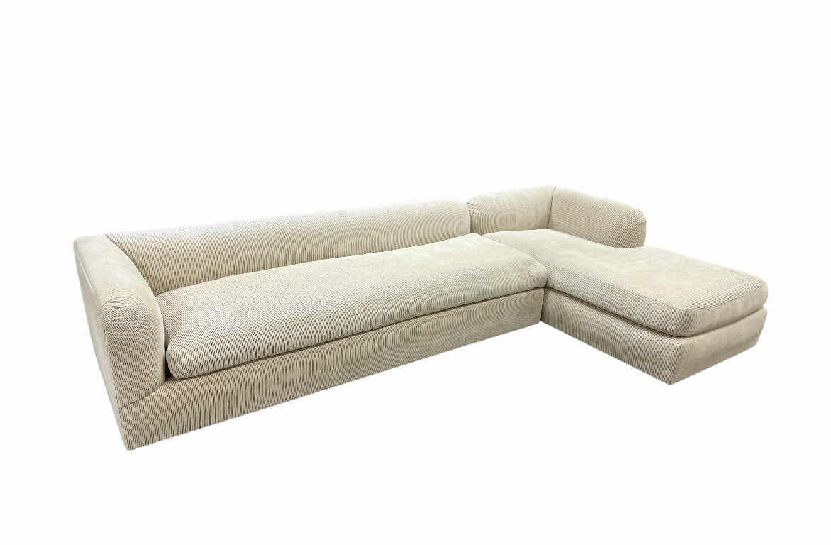 Photo 1 of CUSTOM UPHOLSTERED OFF-WHITE CORDUROY SECTIONAL SOFA 134” X 71” H28.5”