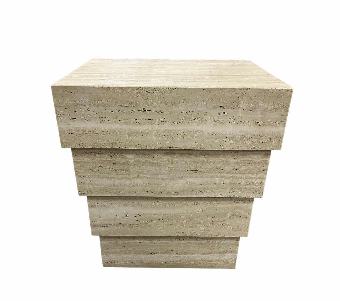 Photo 1 of TRAVERTINE CASCADING SIDE TABLE 25.5” X 18” H28.5”