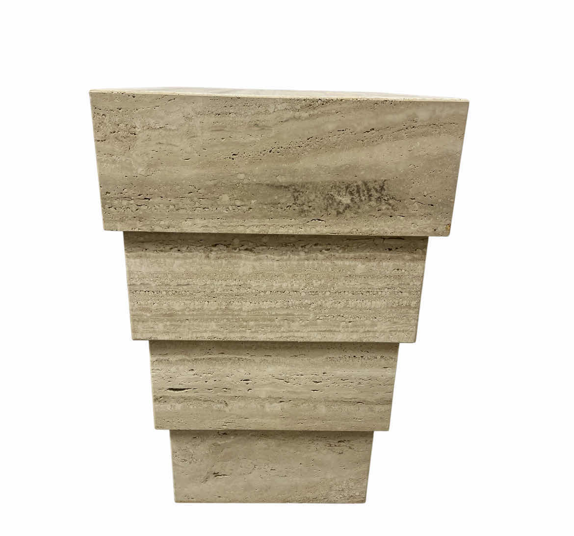 Photo 1 of TRAVERTINE CASCADING SIDE TABLE 25.5” X 18” H28.5”
